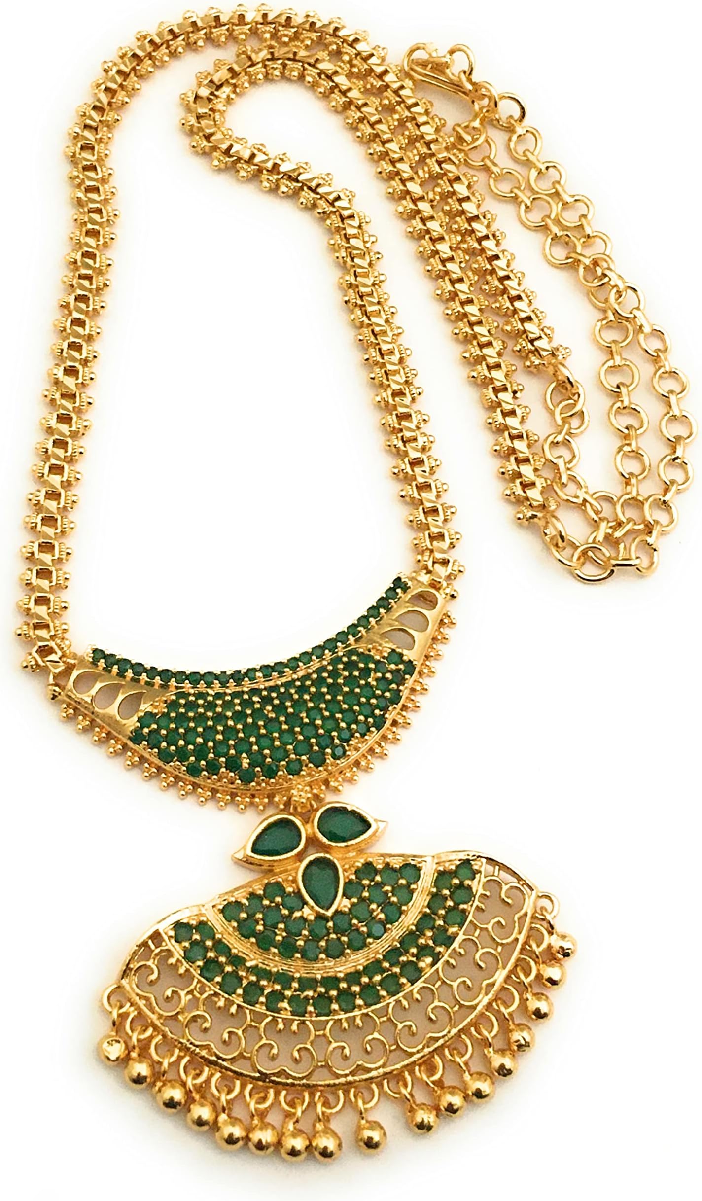 Sasitrends 1 Gram Micro Gold Plated Big Pendant Chain Necklace for Women & Girls