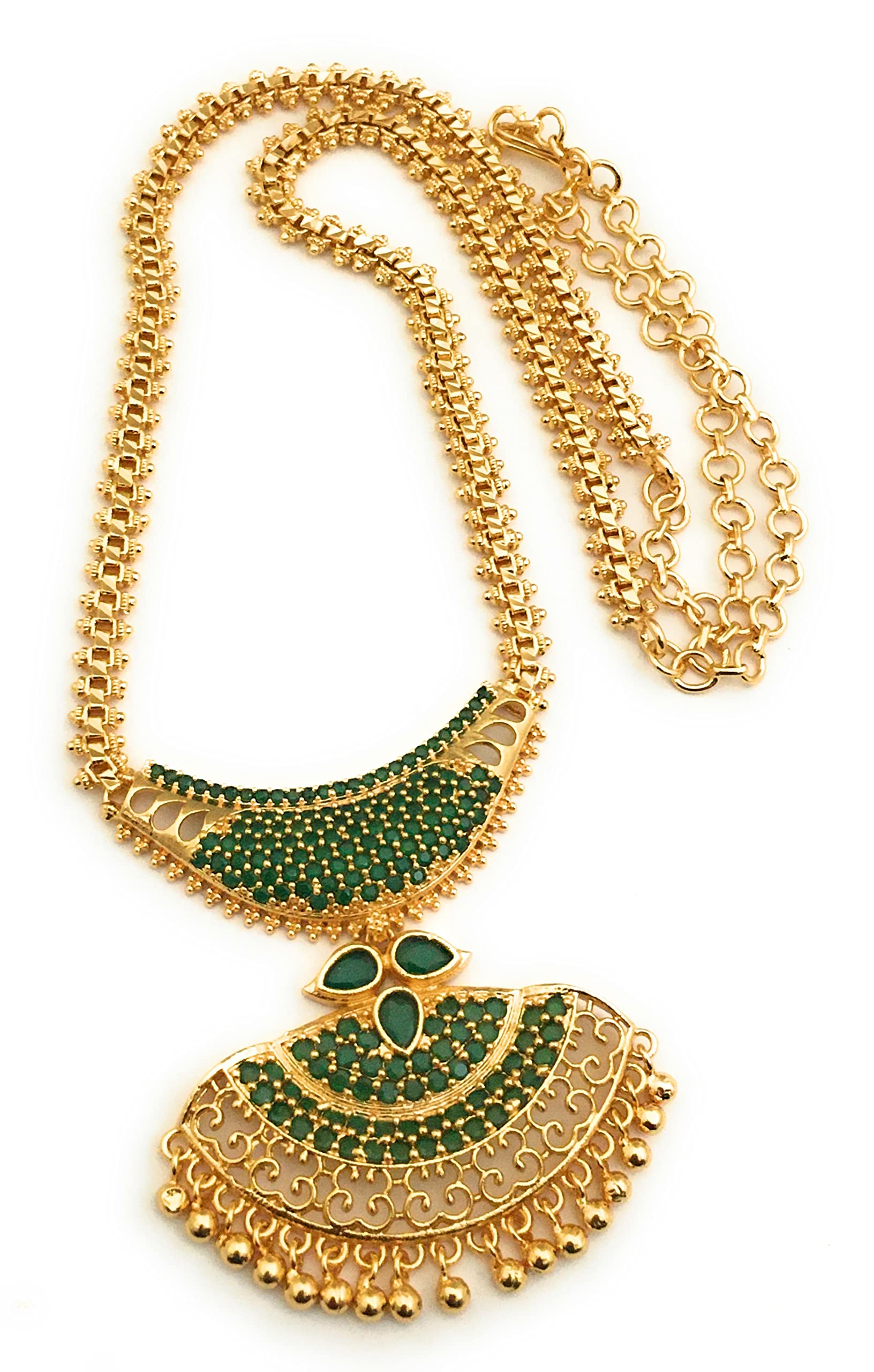 Sasitrends 1 Gram Micro Gold Plated Big Pendant Chain Necklace for Women & Girls