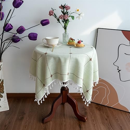 Gernaice Mantel rĂşstico bordado con entramado cuadrado con borlas a prueba de polvo para cocina, comedor, picnic, fiesta, Navidad y vacaciones Gernaice Mantel rĂşstico bordado con entramado cuadrado con borlas a prueba de polvo para cocina, comedor, picnic, fiesta, Navidad y vacaciones