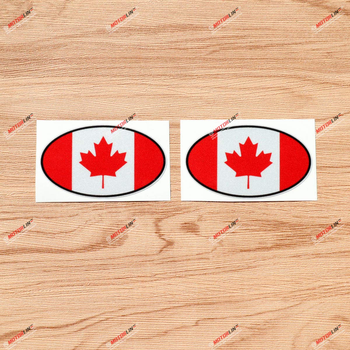 Canada Oval Canadian Flag Maple Leaf Decal Sticker Vinyl - 2 Pack Reflective, 3 Inches - for Car Boat Laptop 02141