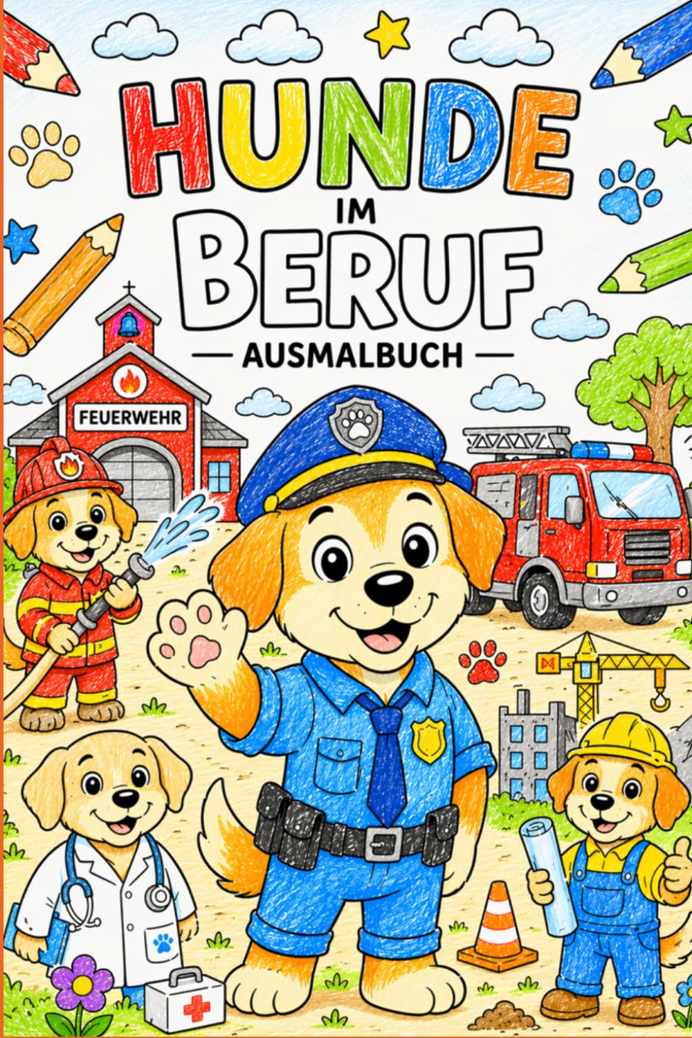 Malbuch Hunde im Beruf: zum kreativen Ausmalen