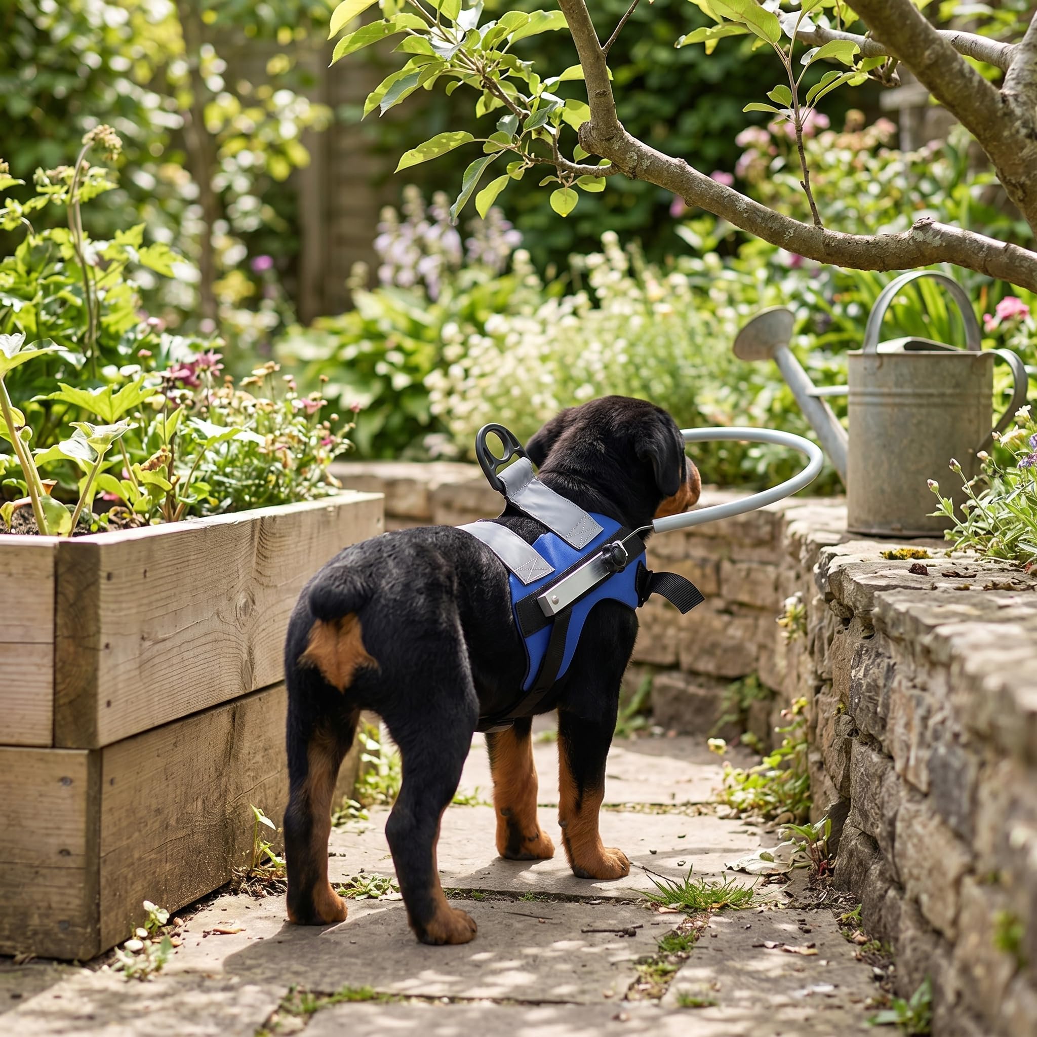HEEPDD Arnés Protector con Anillo Anticolisión para Perros Ciegos, Dispositivo de Guía, Color Azul