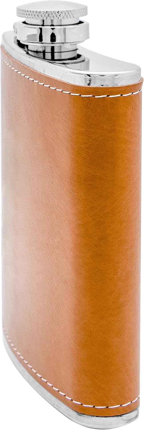  | Men Hip Flask Sets, Stainless Steel Flask, 7oz Brown Leather Pocket Drinking Flask,Hip Flask Gift Set Premium in Black Gift Box: Flasks