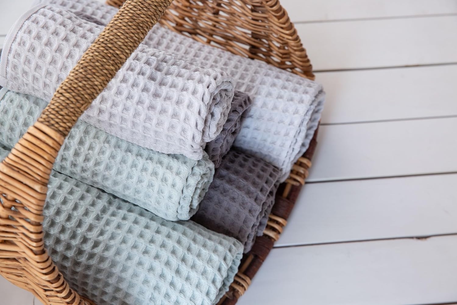 Waffle Cotton Bath Towels-100% Turkish Cotton, Quick Dry, Ultra Soft, Premium Absorbent, Weave Design, Fast Drying-2 Pieces Bath Towel Set (1 Large Bath Towel and 1 Hand Towel) (Sage)