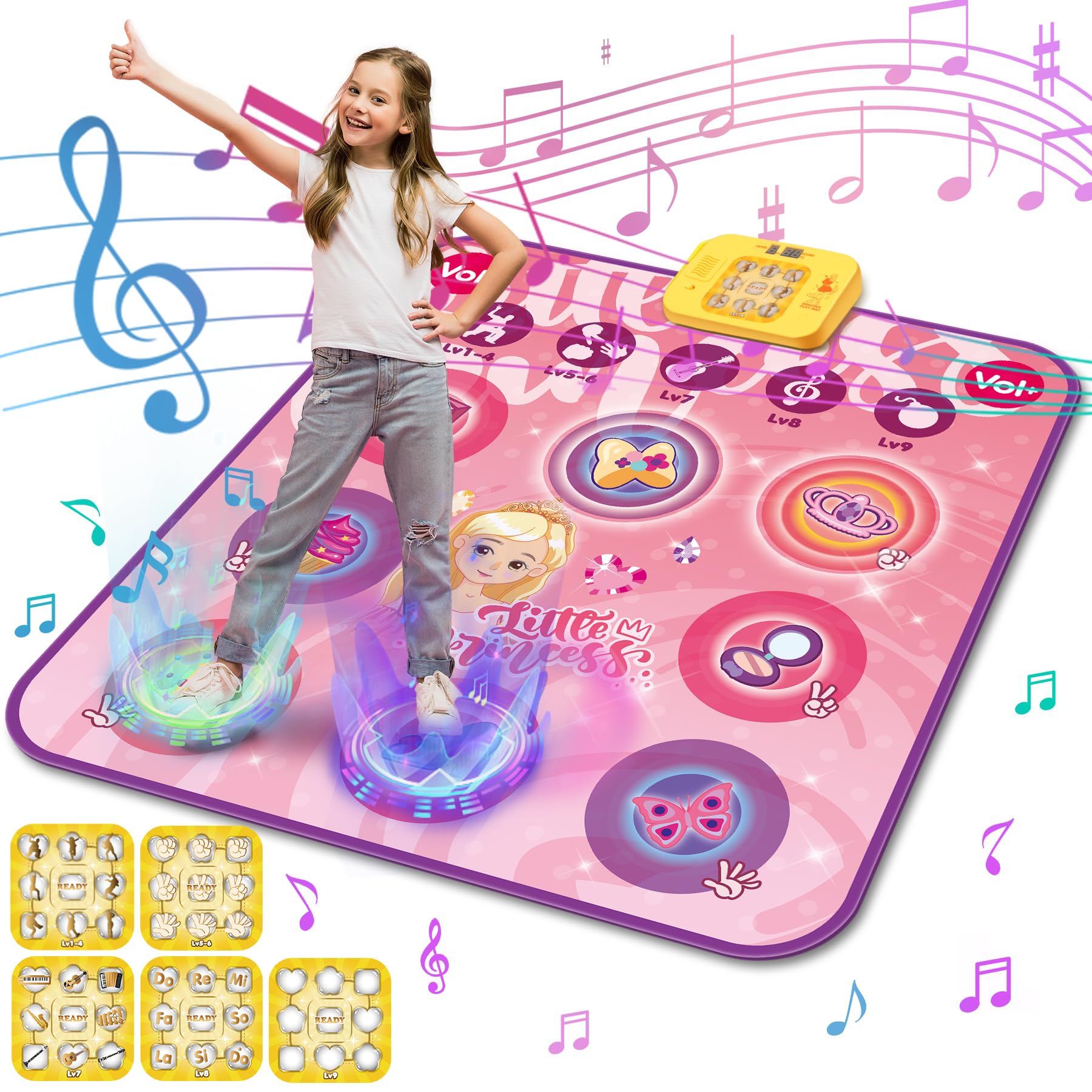 Gontence Alfombra de Baile Juguetes Niños Niña 3 4 5 Años, Alfombra Musical con Modo para Dos Jugadores, 5 Modos de Juego, Regalo Cumpleaños Navidad para Niñas Niños 6 7 8 Años