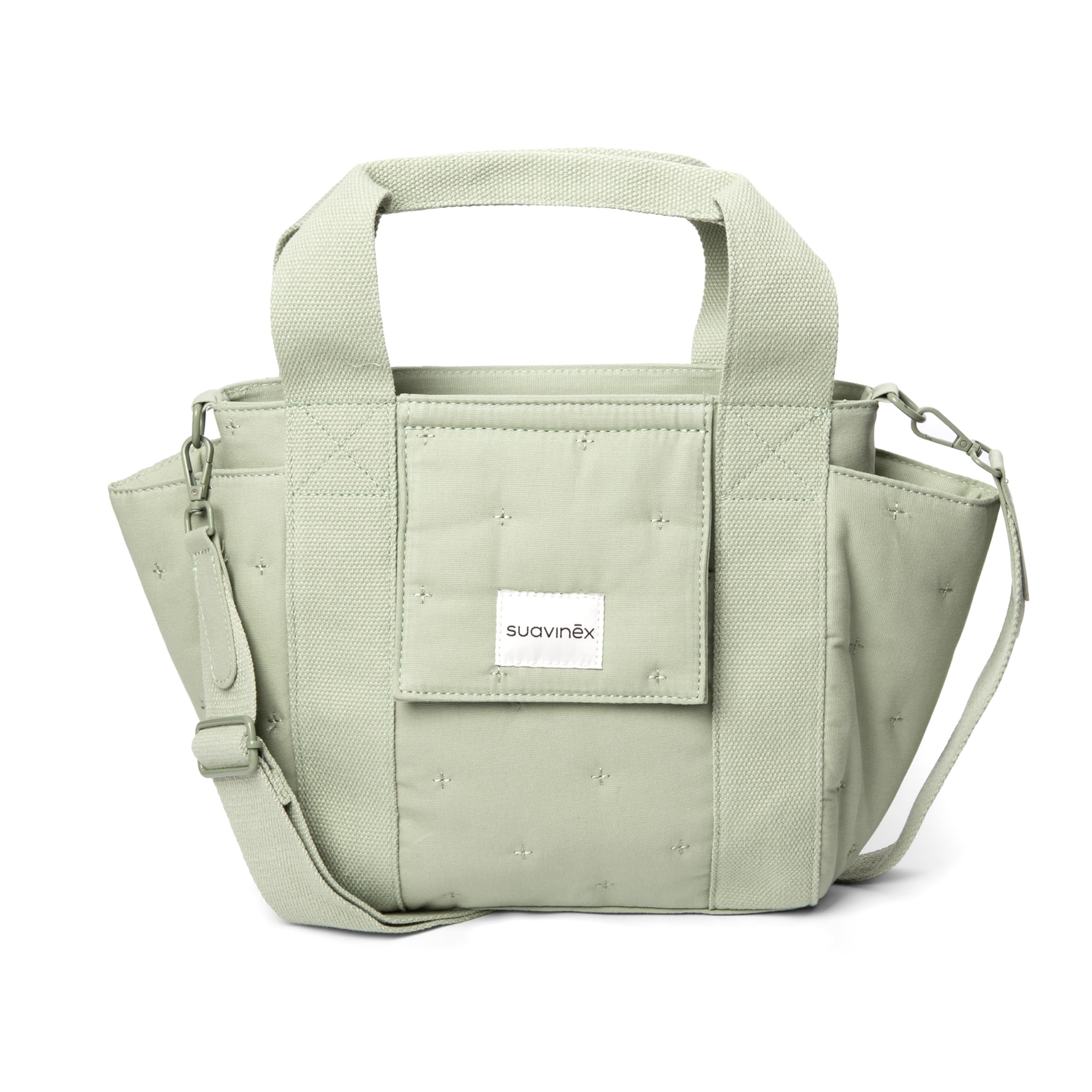 Suavinex, Bolso Maternidad, Bolso Organizador para el Carrito del Bebé tipo Panera, Con Asas Ajustables al Carrito, Cierre de Cremallera, Compacto y de Gran Capacidad, con Bolsillos Interiores, Verde
