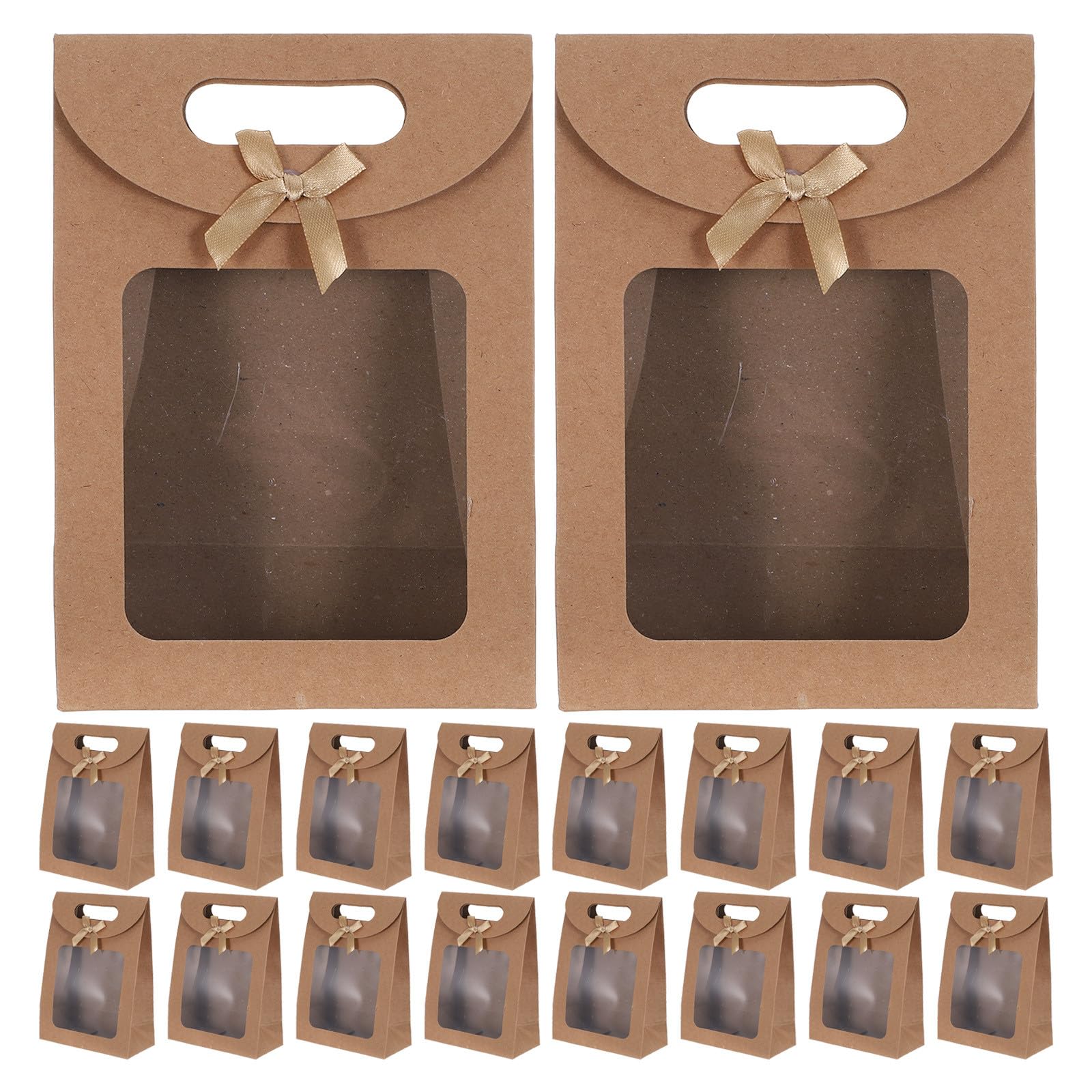 Bolsas de Ventana Transparente con Lazo y Asa, 20 Piezas para Dulces