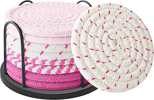 Miniatura 8 de Juego de 6 posavasos para bebidas, cerveza, café, posavasos para bebidas, piedra absorbente con soporte, posavasos de cerámica estilo mármol para