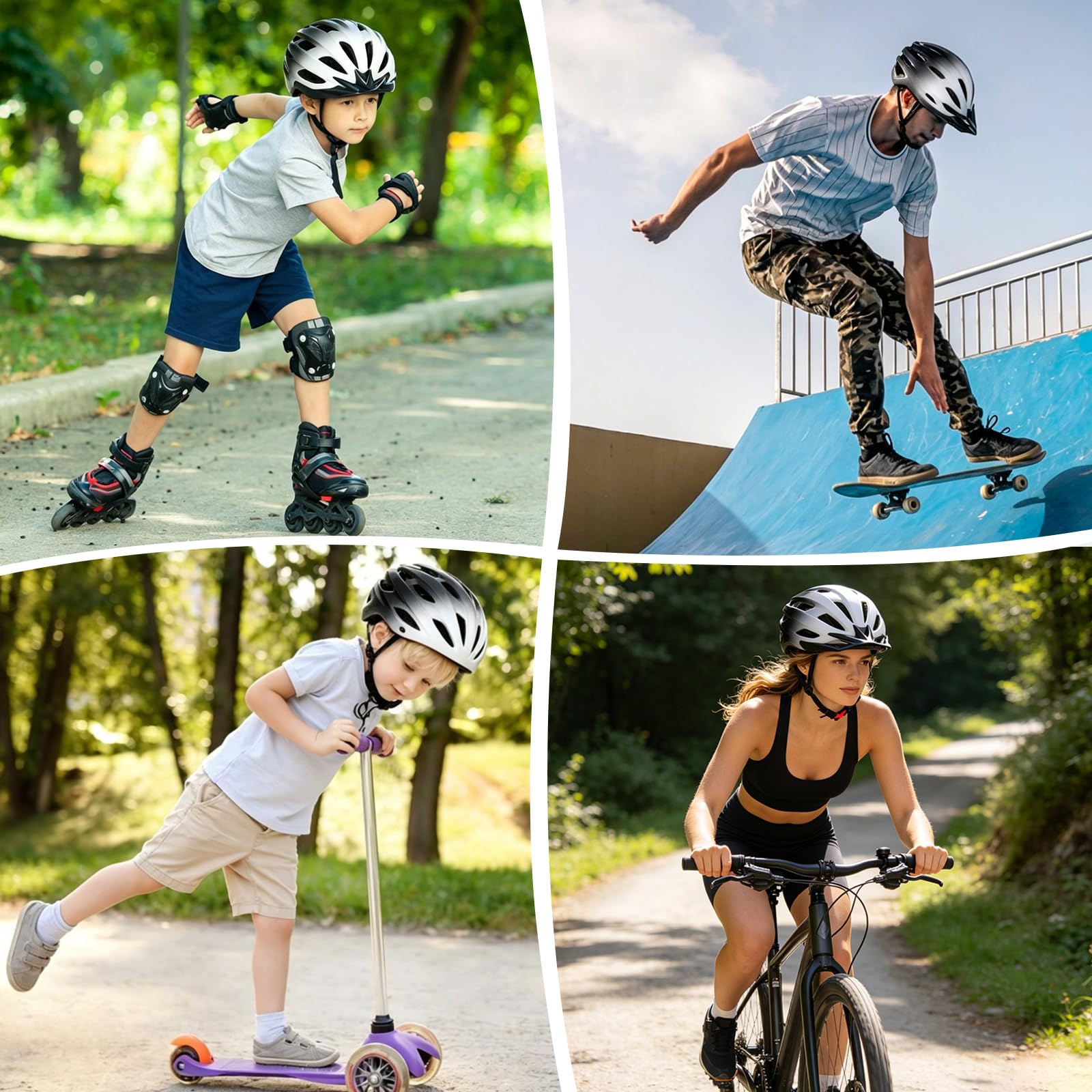 Casco da Bici per Bambini, Casco da Ciclista con Visiera, Regolabile per 3-16 Anni Leggero Traspirante Cascos per Skateboard Pattinaggio Monopattino Sport Estermi