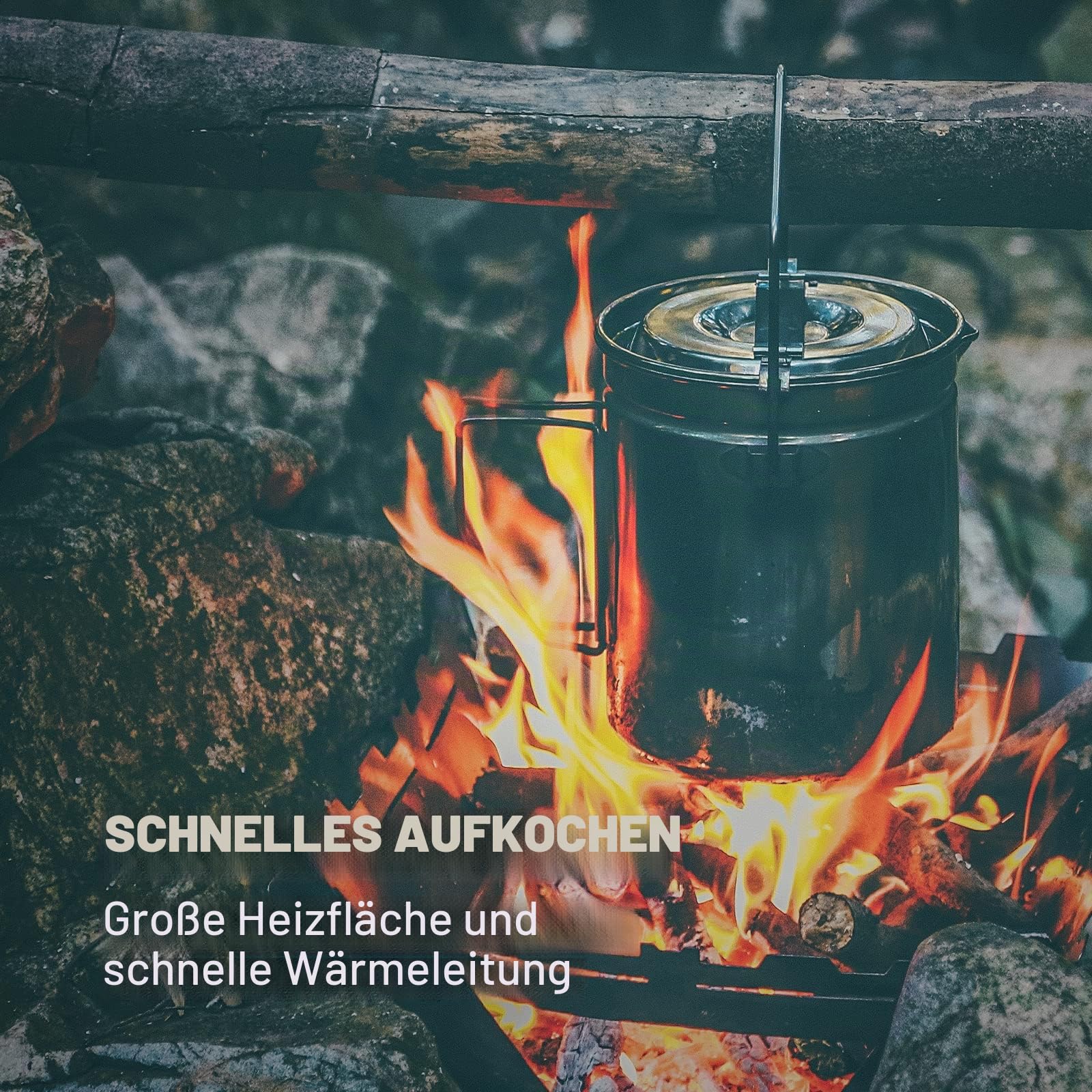 Fire-Maple Campingtopf Edelstahl Camping-Hängetasse mit Dampfkorb 1,2 l Lagerfeuer-Kaffeetasse mit Faltbarem Griff für das Kochen im Freien