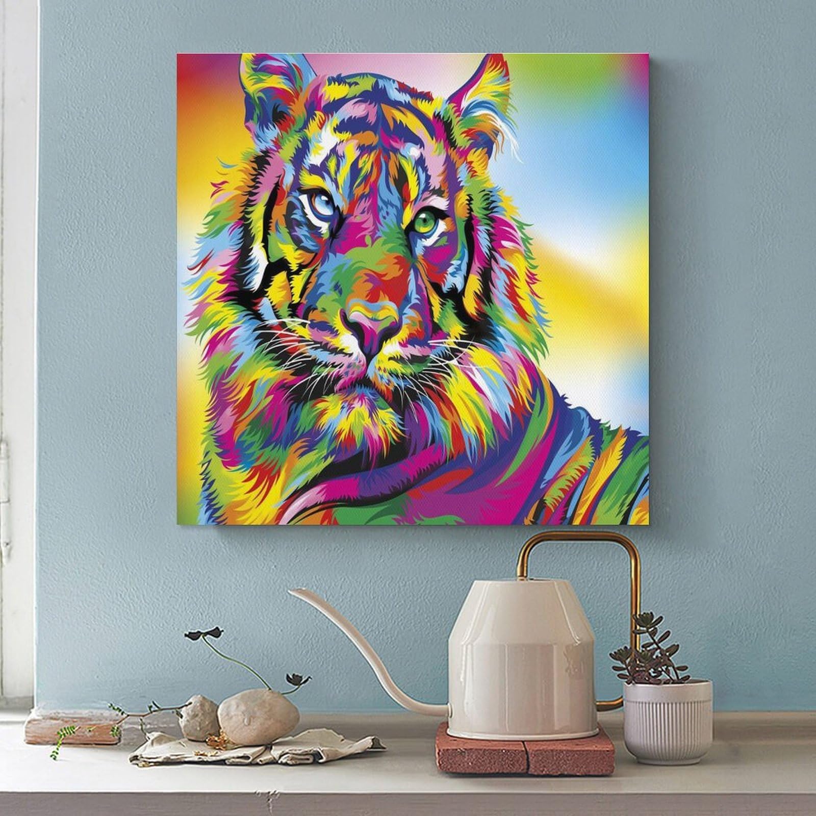 Amazon.co.jp: カラフルな虎 抽象芸術 野生の虎 動物画