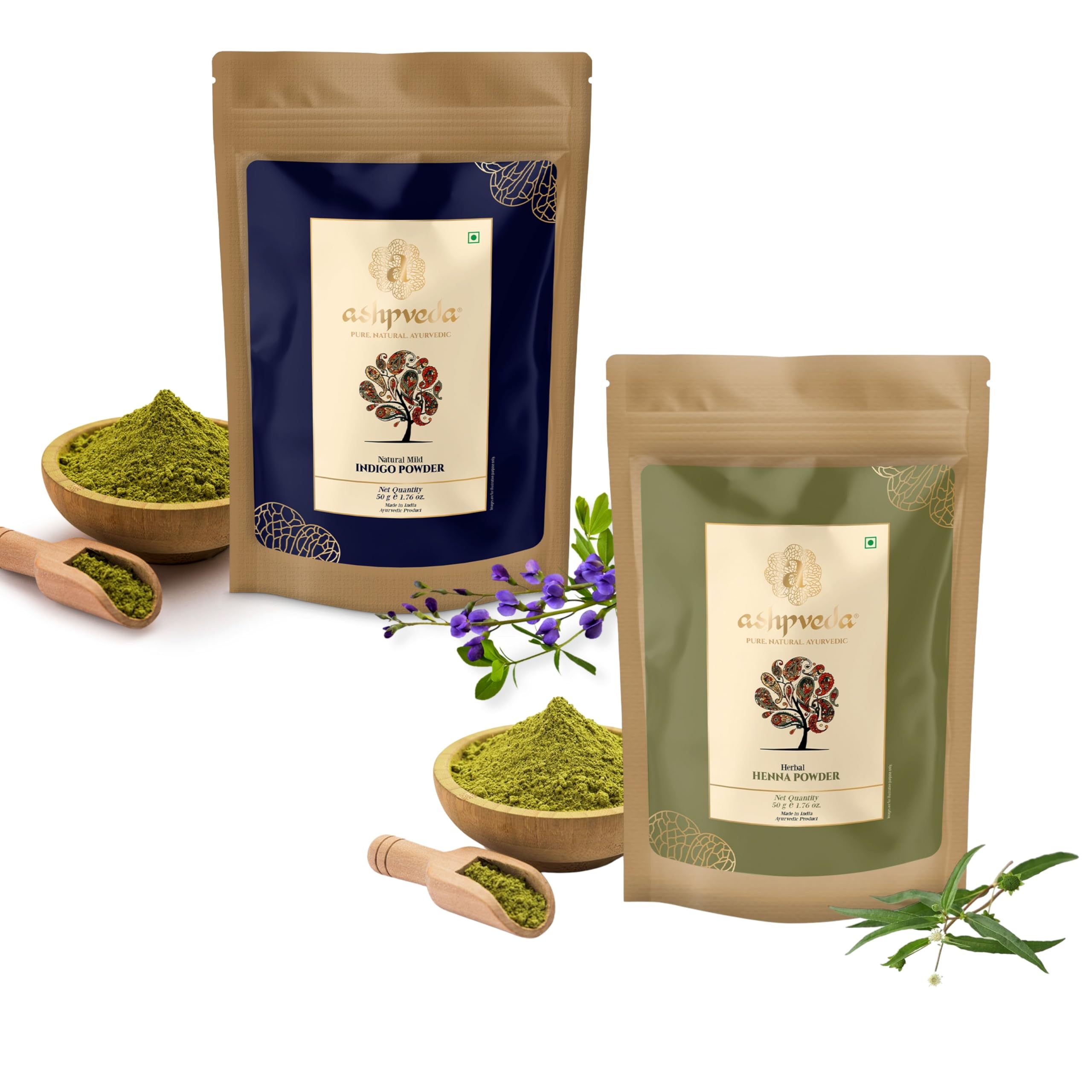 Natural Hair Colour for Women | Henna & Indigo Combo | 100% Pure Herbal Colour (50 gm Pack of Each)-image-6