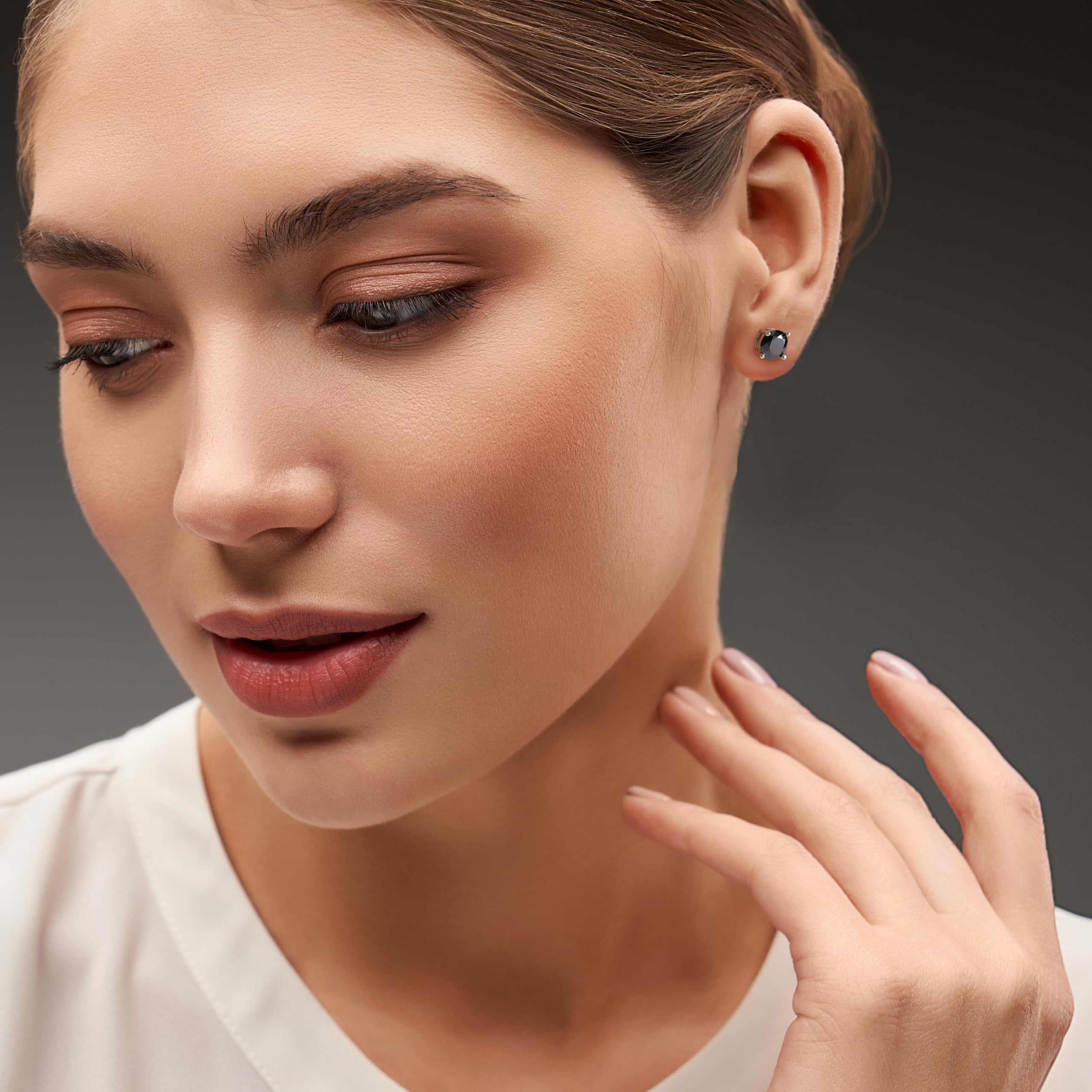 MomentWish Schwarze Moissanite Ohrstecker, 1-2 Karat Ohrringe Schwarz Herren Damen 925 Sterling Silber Simulierter Diamant Ohrring Solitär Ohrschmuck Geschenk für ihn 5/5.5/6.5mm