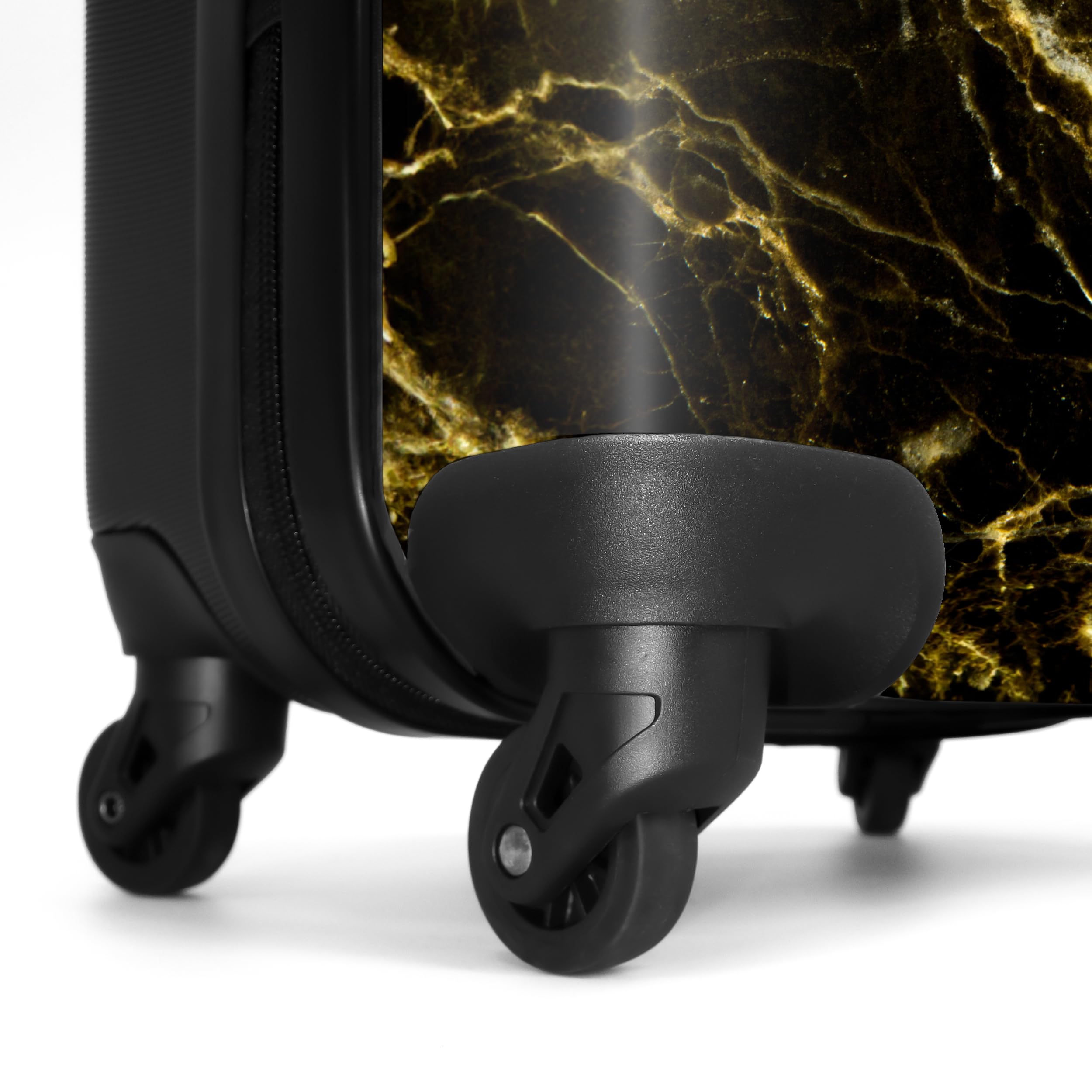 NoBoringSuitcases.com Maleta Mediana, Maletas de Viaje Grandes 23 Kilos, Maleta Personalizada, Maleta Mediana 4 Ruedas, Cerradura TSA, Maleta Grande, Maletas (67 cm - 72 L), (Mármol - Negro-Dorado)