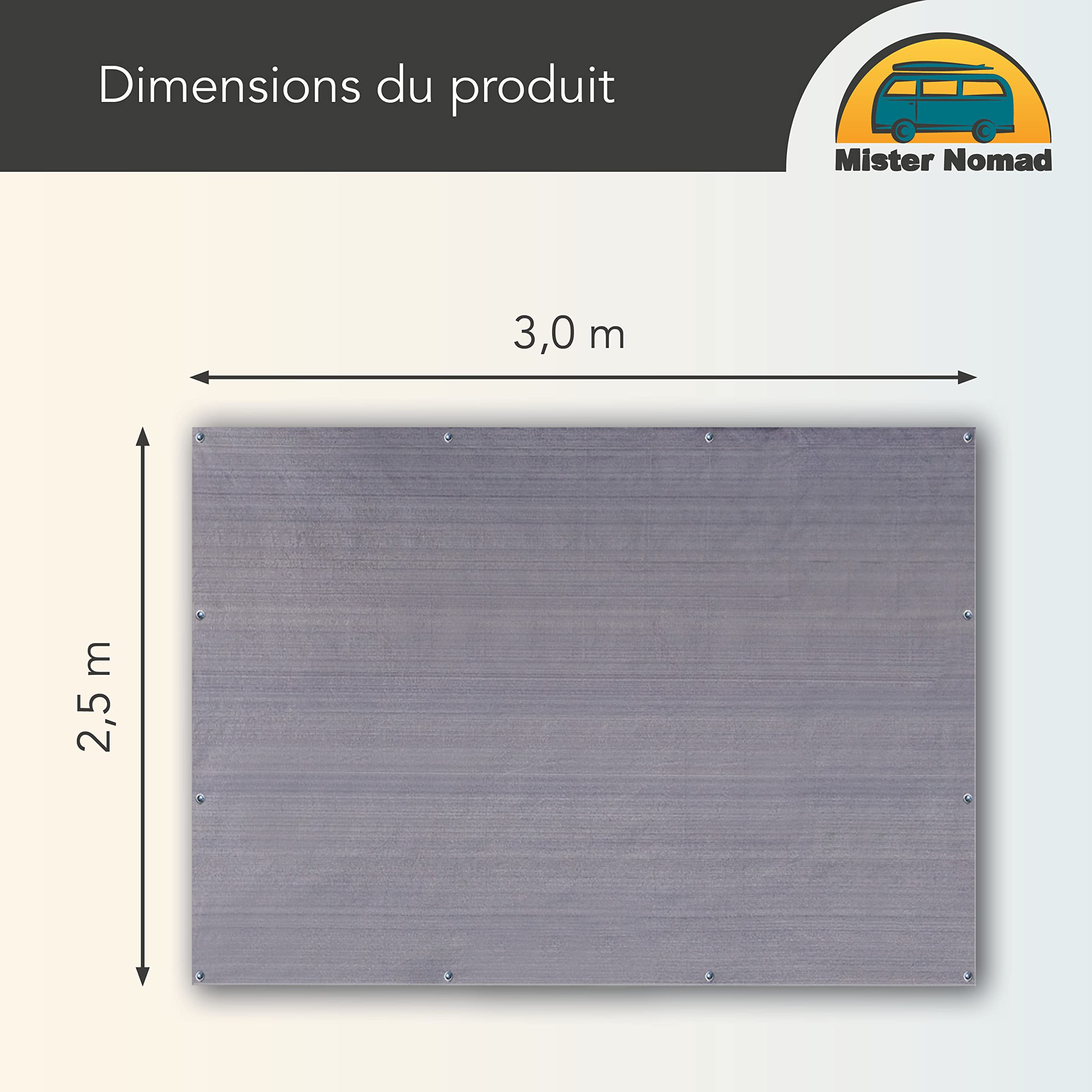Mr Nomad Tapis Auvent Caravane 300 g/m² – Tapis de Camping Extérieur Respirant avec 4 Piquets en T, 12 Sardines en Acier et Sac
