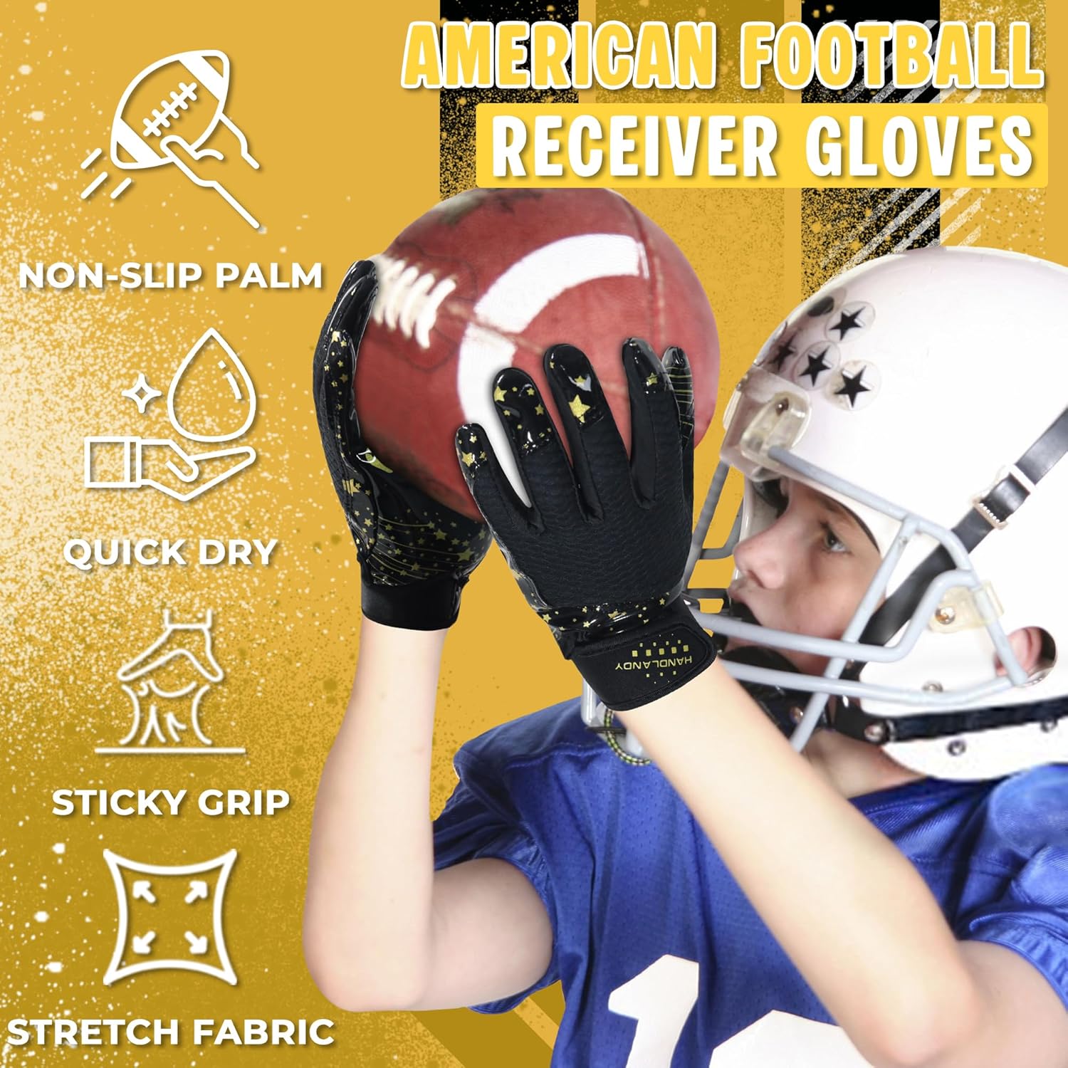 Football Gloves for Kids, Youth & Adults – Super Sticky Receiver Gloves with Strong Grip & Durability – Great Gift for Boys, Girls & Men - Image 5