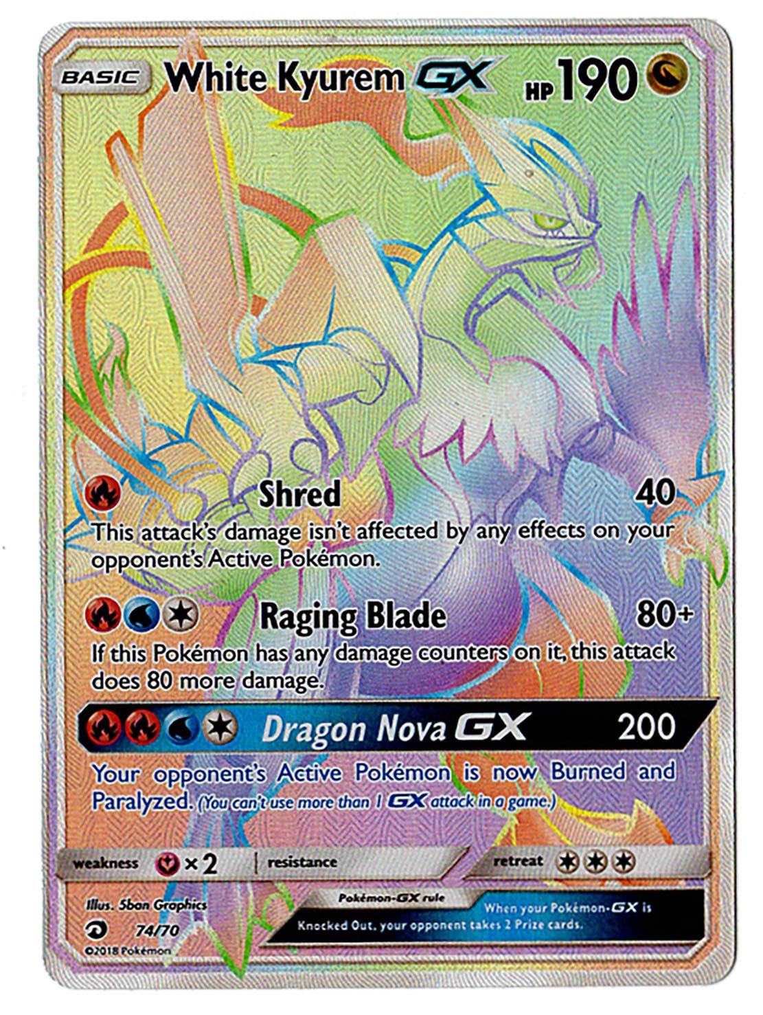 Sun Moon - Dragon Majesty - Full Art White Kyurem GX - 74/70