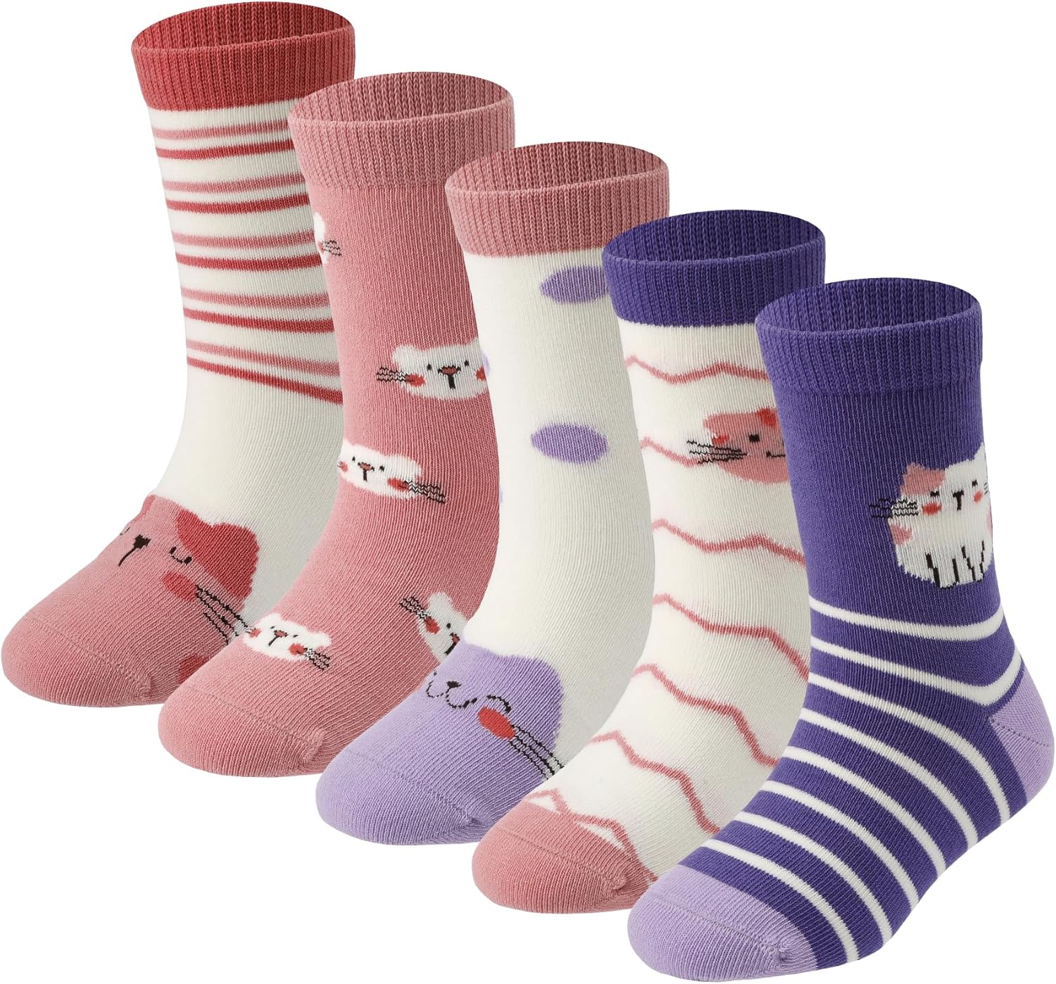Girls Fun athletic Socks Bright Colors Pack of 5 - Image 3