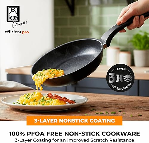Miniatura 5 de BRA COOKWARE Efficient Pro Sartén Sartén de aluminio fundido de 8 pulgadas Profile Plus antiadherente Compatible con todas las fuentes de calor