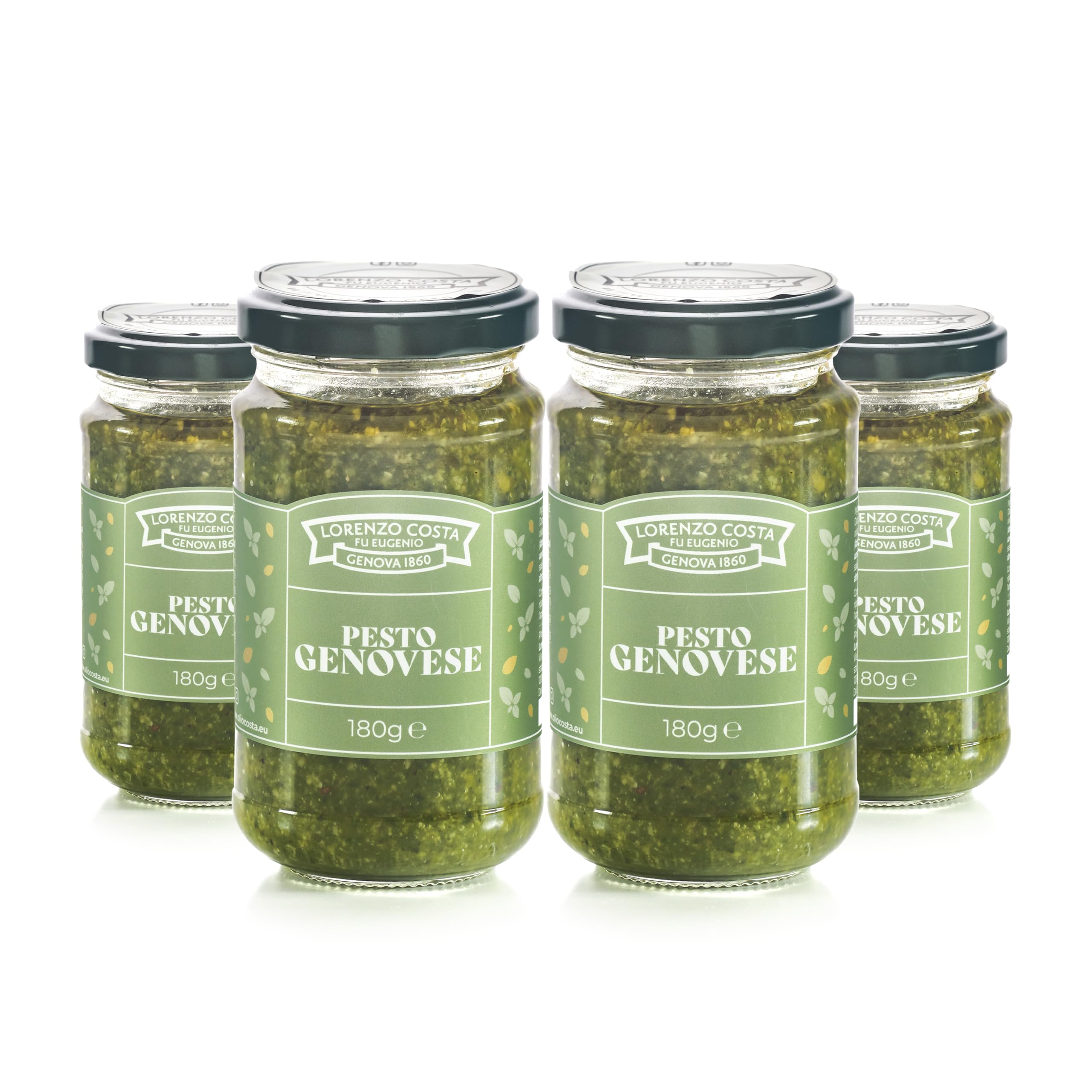 LORENZO COSTA FU EUGENIO Pesto alla genovese | Pesto Genovese artigianale | Pesto alla Genovese Artigianale | Pesto Ligure | Sughi Pronti Per la Pasta | Vasetto da 185gr (4 Pezzi)