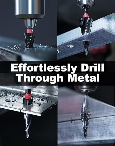 Miniatura 7 de EZARC Broca escalonada para metal, taladro escalonado de cobalto M35, flauta en espiral, broca escalonada Unibit (316 a 78 pulgadas) resistente al