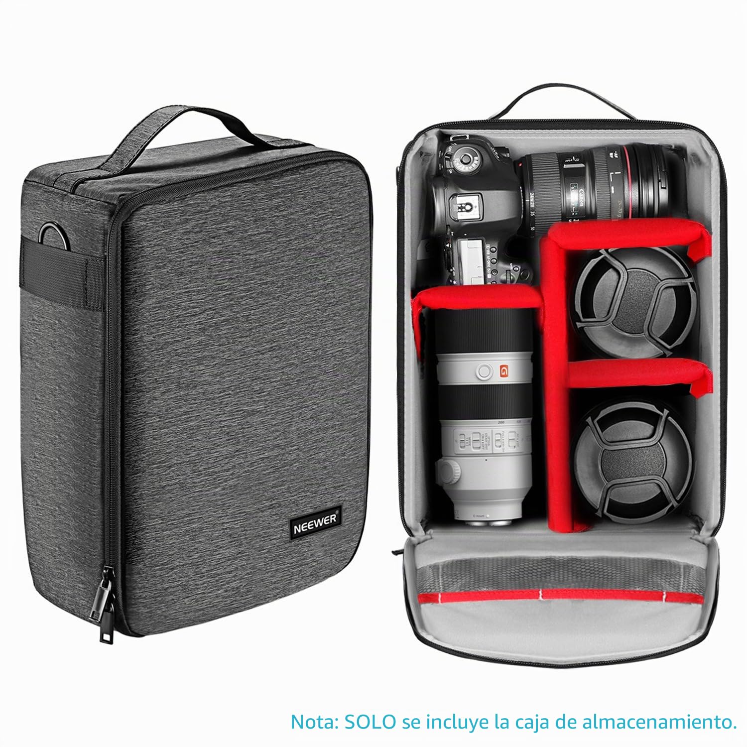 NEEWER NW140S Estuche Bolsa Funda Impermeable para Cámara y Lente, 22x15x32-centímetro Bolsa Acolchada Durable para Canon Nikon Sony DSLR, Accesorios como 4 Lentes o Flash, Disparador, Batería