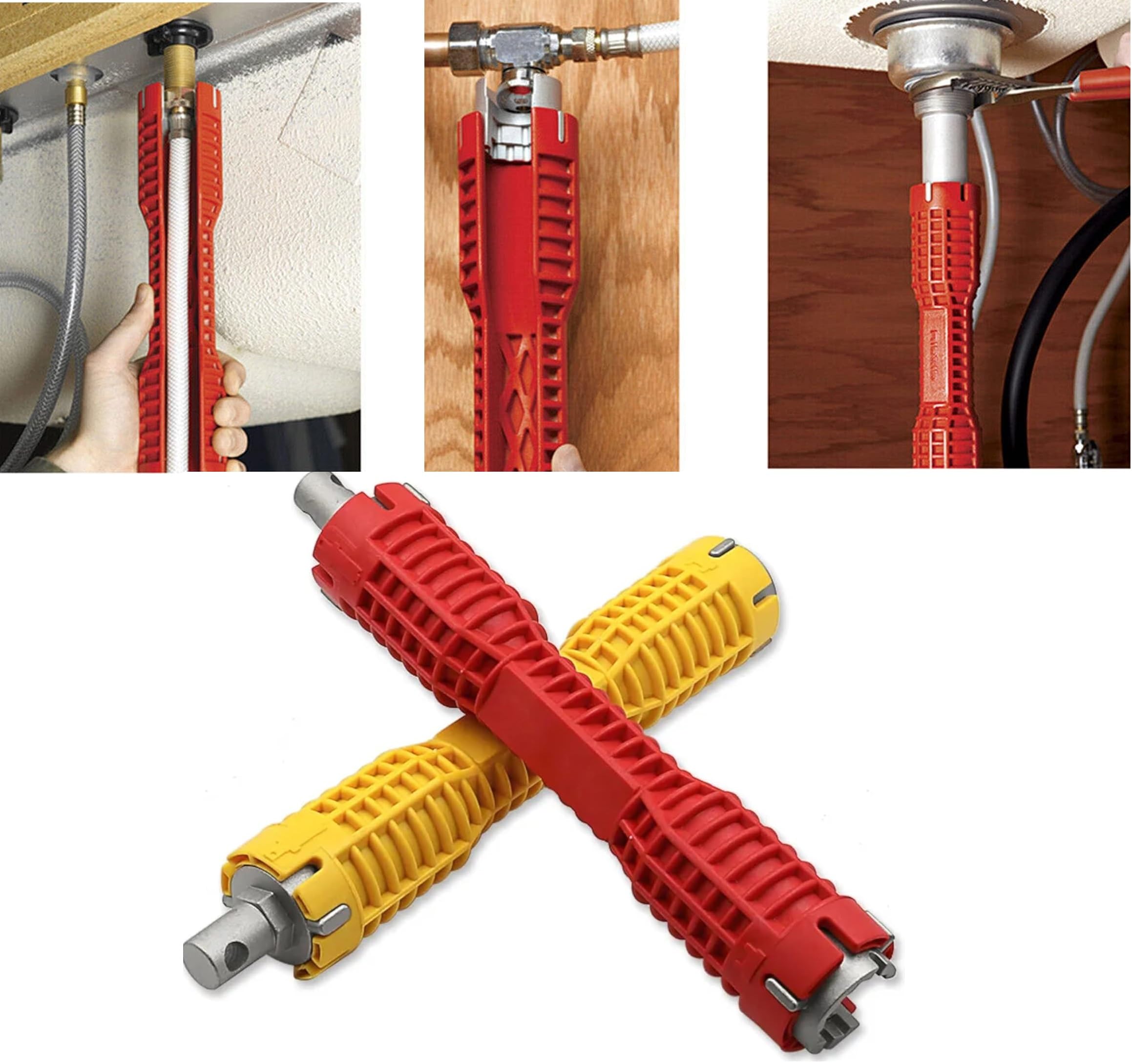 Chiave A Tubo Per Rubinetti - Attrezzo Idraulico Multiuso In Lega Di Zinco Con 4 Teste - Foto 13