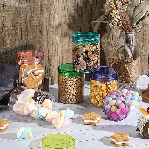 Miniatura 7 de Sliner 60 tarros de plástico de 8 onzas con tapas, recipientes de almacenamiento redondos transparentes a prueba de fugas, tarros de plástico vacíos