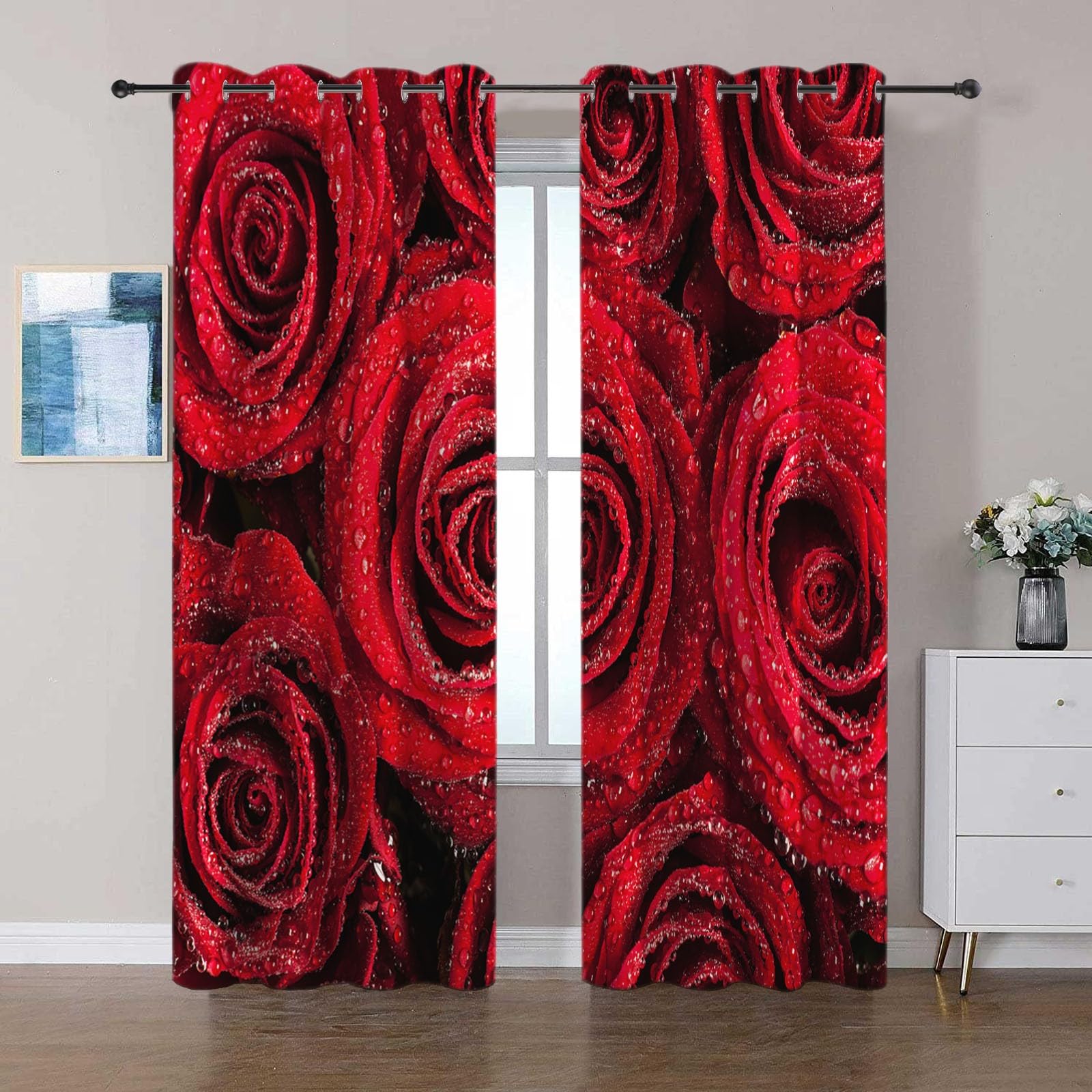 Rideaux occultants roses pour chambre d'enfant 140x228 cm | Lot de 2 avec œillets