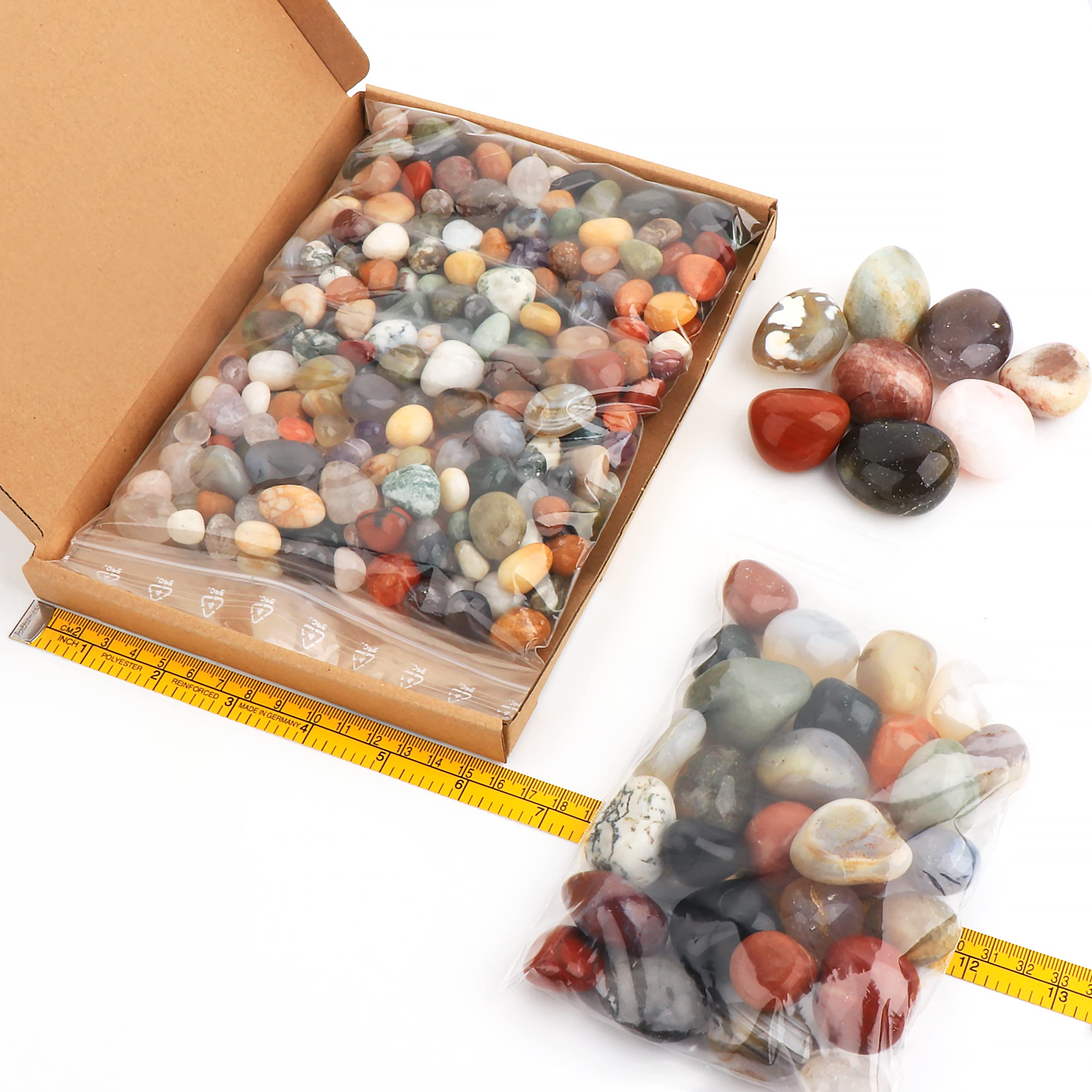 NKlaus 900g Pietre burattate 10-20mm Pietre Naturali India Mix Pietre per Gioielli Deco 11100