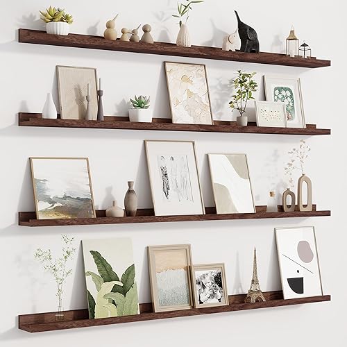 Miniatura 64 de Estante de repisa para fotos, juego de 2 estantes flotantes de madera de pino macizo, estantes para guardería de 24 pulgadas, estantes de libros