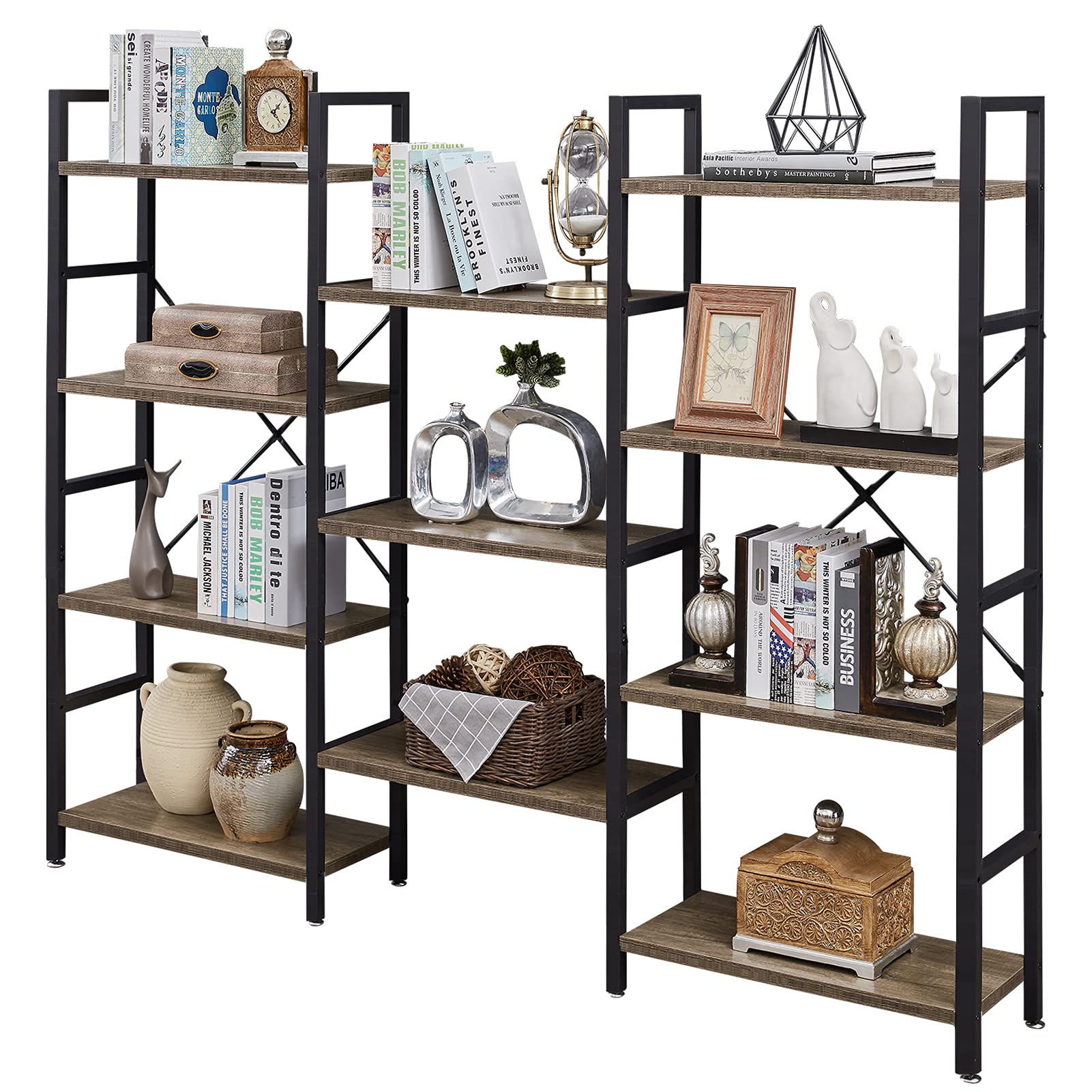 Buy SUPERJARE Triple 4 Tier Bookshelf, Ladder Bookcase with 11 Open