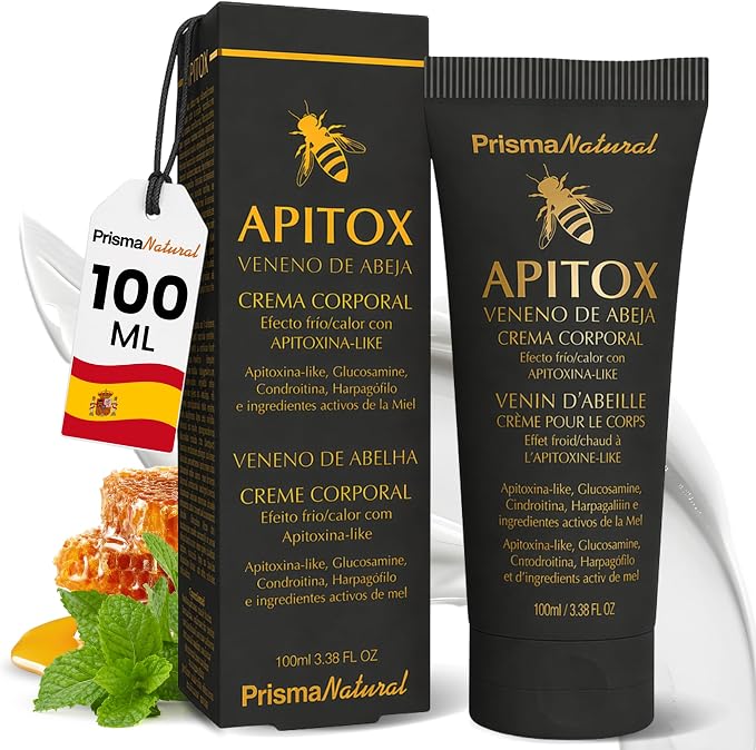Crema Corporal Apitox Veneno de Abeja 100 ml - Efecto Frío-Calor – Con Apitoxina, Mentol y Extracto de Miel – Textura Ligera y Rápida Absorción – Cuidado Diario – Uso Tópico – Prisma Natural