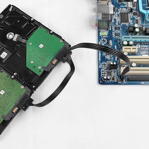 Miniatura 6 de YACSEJAO Cable divisor de alimentación SATA Mini de 4 pines a 2 pines en ángulo recto de 15 pines para HDD, SSD, unidades ópticas, cable de