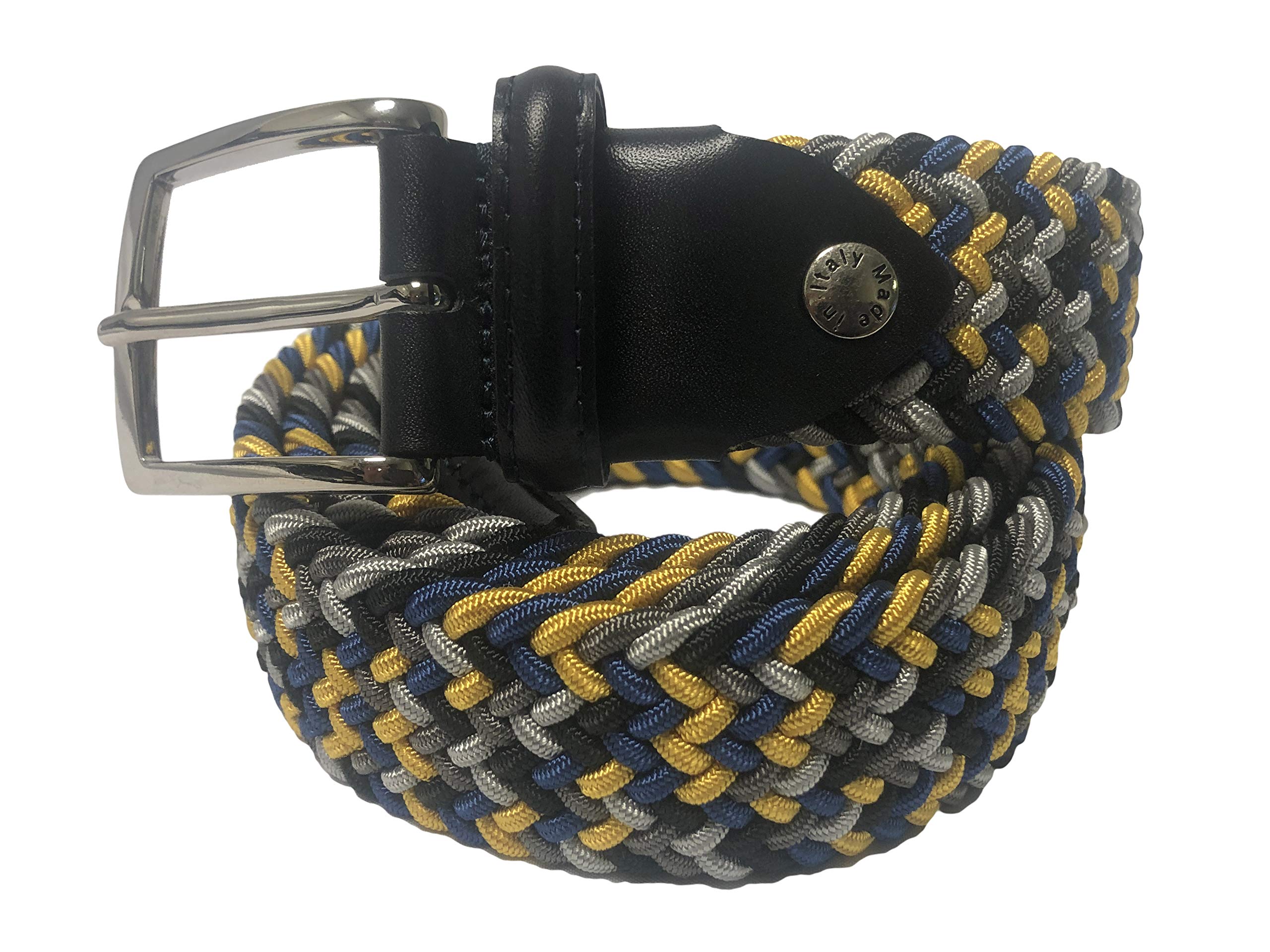 Fresco Golf Cotton Stretch Multicolor Mens Belt, Golden Blue, Medium