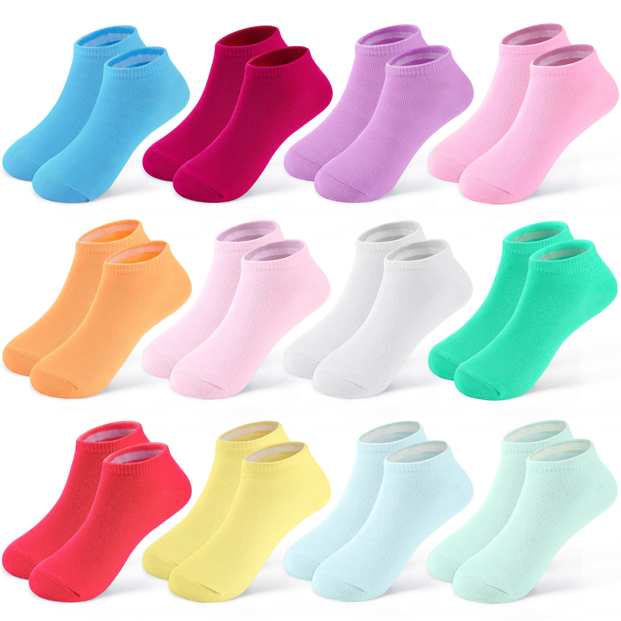 12 Pairs Boys Low Cut Ankle Socks, Kids School Socks 1-14 Years