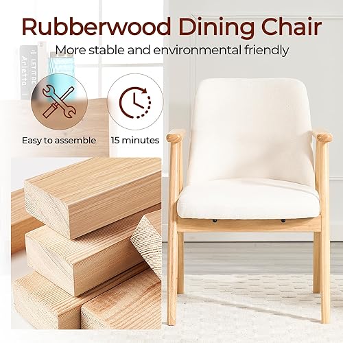 Miniatura 6 de Silla decorativa moderna de mediados de siglo para sala de estar, cómoda silla de lectura con patas de madera maciza, asiento suave, tela de línea