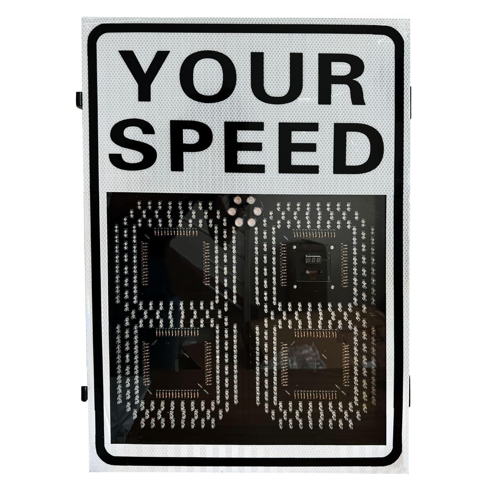 Señal de límite de Velocidad en Carretera con velocímetro de Radar for vehículos, señal de retroalimentación de Radar de Velocidad Solar, señalización de tráfico Reflectante(B,50 * 70cm)