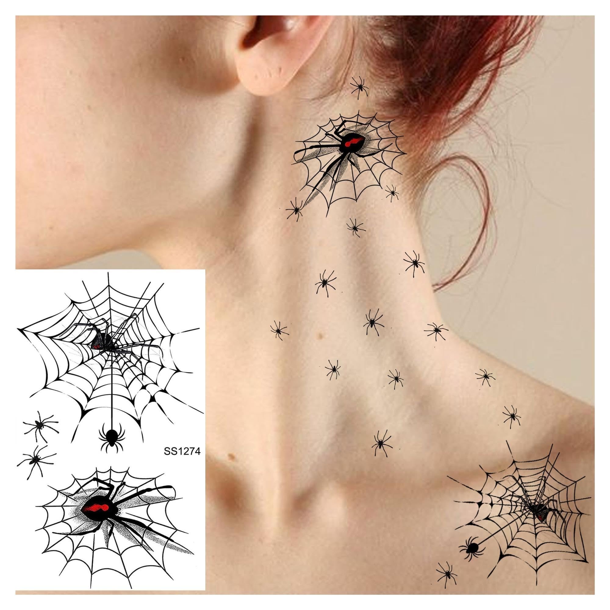 Tatuajes Telaraña Murciélago Góticos Halloween Adultos