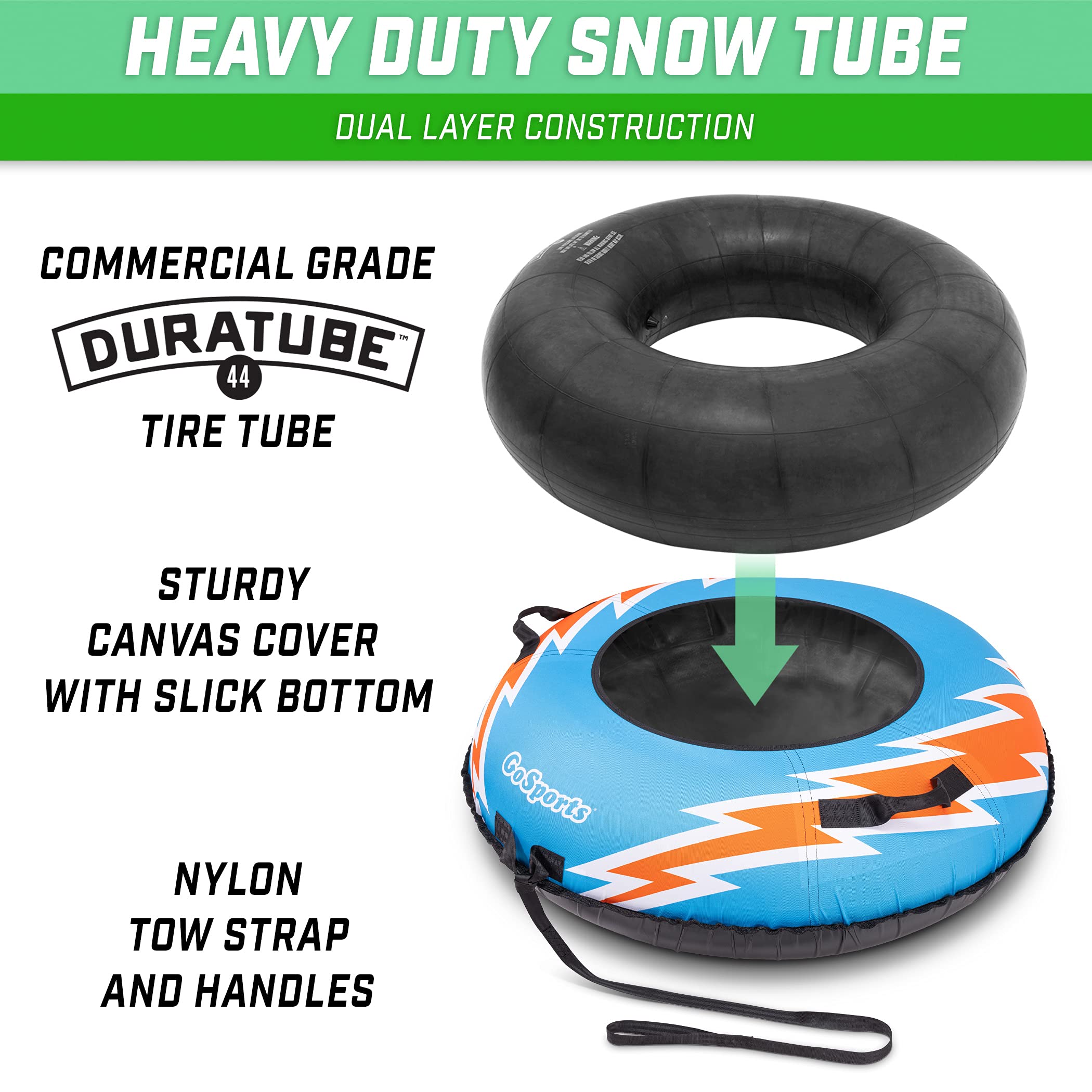 GoSports Tube à Neige d'hiver Robuste de 111,8 cm avec Housse en Toile de qualité supérieure – Traîneau de qualité Commerciale – Choisissez Votre Style