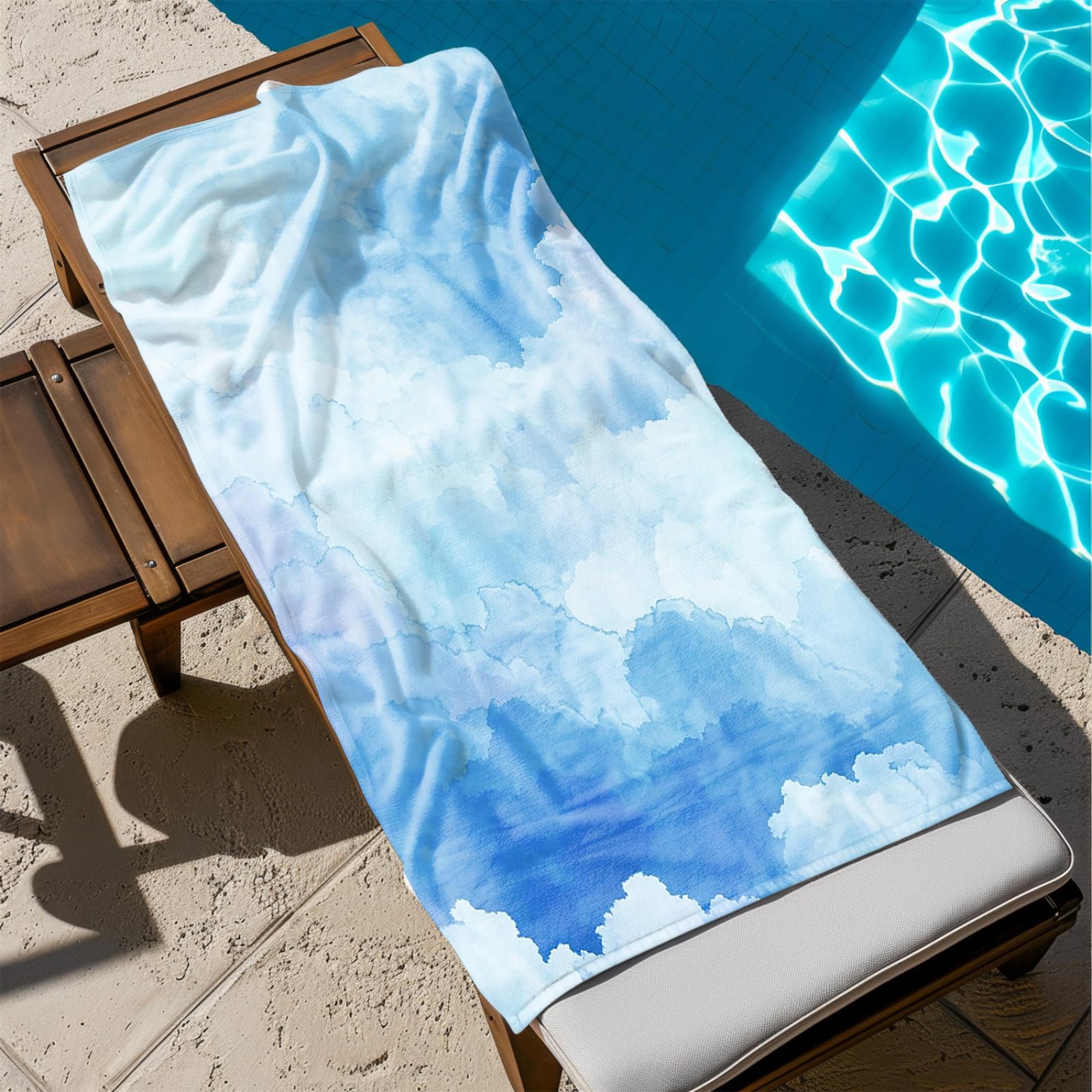 Générique Serviette de Plage XXL Modèle Bleu | Grande Taille Serviette de Plage et Douche Avec Elastique Microfibre Absorbante et Légère Sport Séchage Rapide