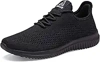 YDB Tênis de corrida masculino ultraleve, respirável, antiderrapante, atlético, moderno, de malha, para treino, casual, esportivo, Preto 015, 10
