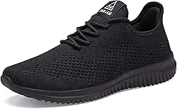 YDB Tênis de corrida masculino ultraleve, respirável, antiderrapante, atlético, moderno, de malha, para treino, casual, esportivo, Preto 015, 10