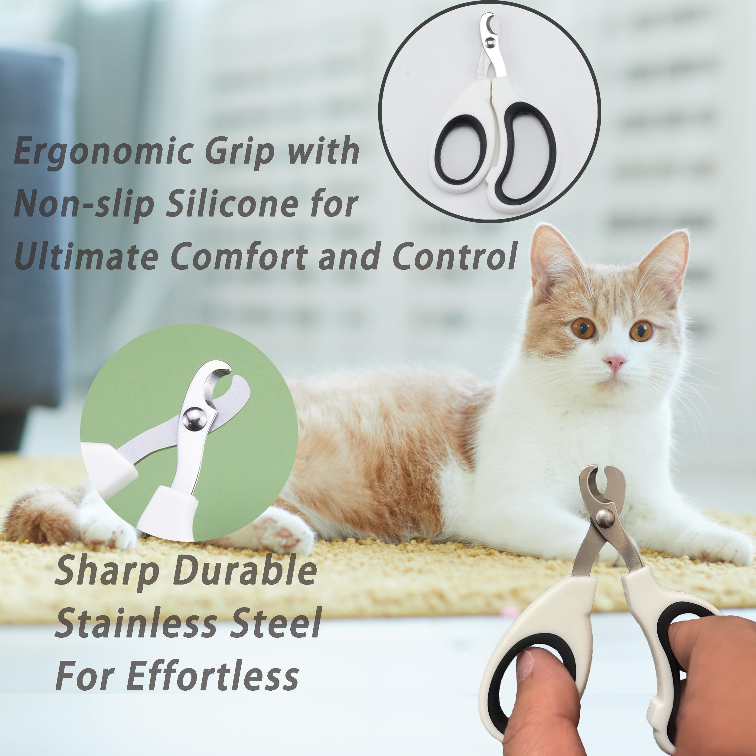 Kit de 6 herramientas de aseo para gatos, desenredado y desenredado para pelo largo y corto, cepillo de limpieza automática con peine de pulgas 6 en 1 para gatos y gatitos (blanco)
