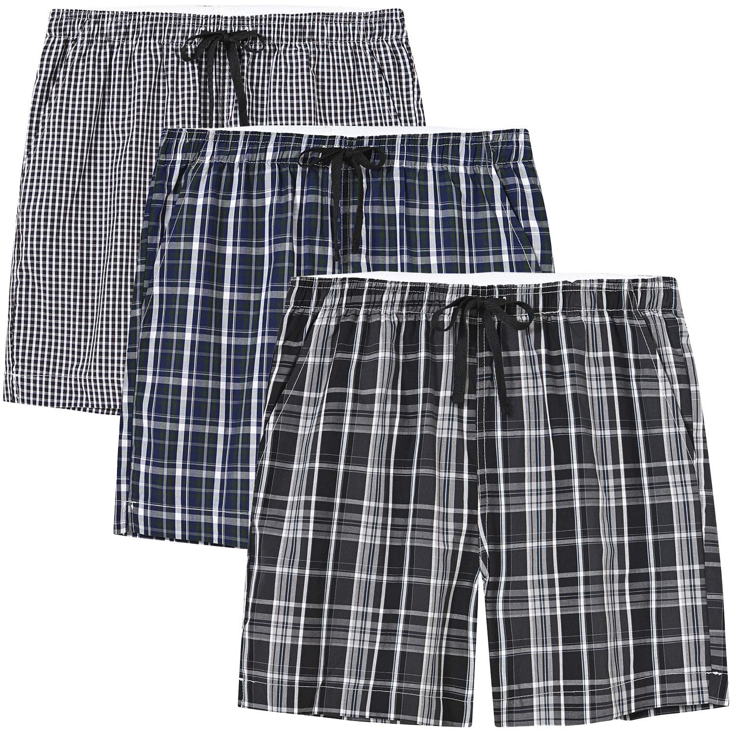 MoFiz Schlafshorts Jungen Baumwolle Kurz Pyjamahose Schlafanzug Karierte Hose Loungewear Nachtwäsche 7-15 Jahre