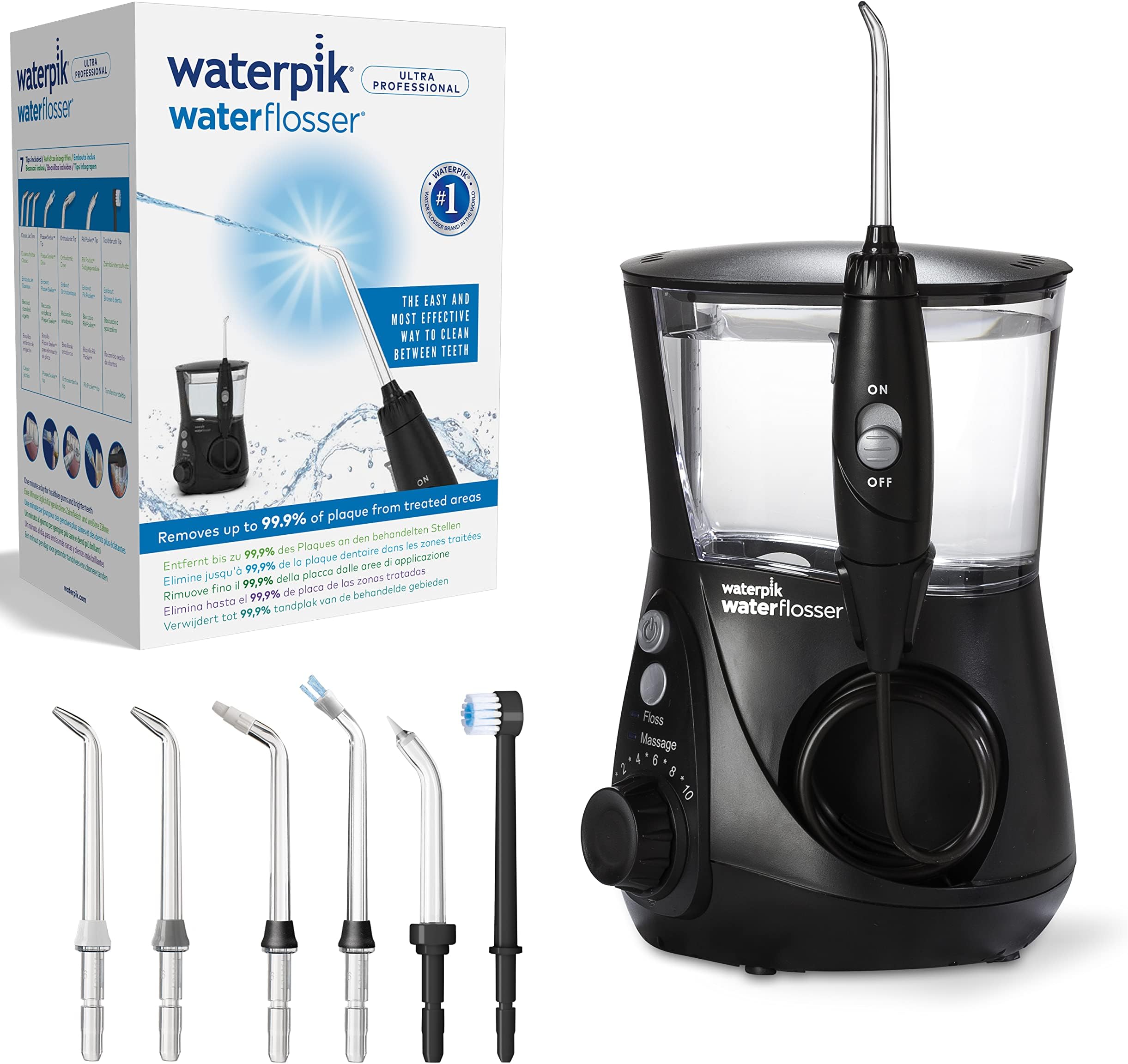 WP-662E Professional Dental Flusher with 7 Heads, Dental Plaque Removal Instrument, Black