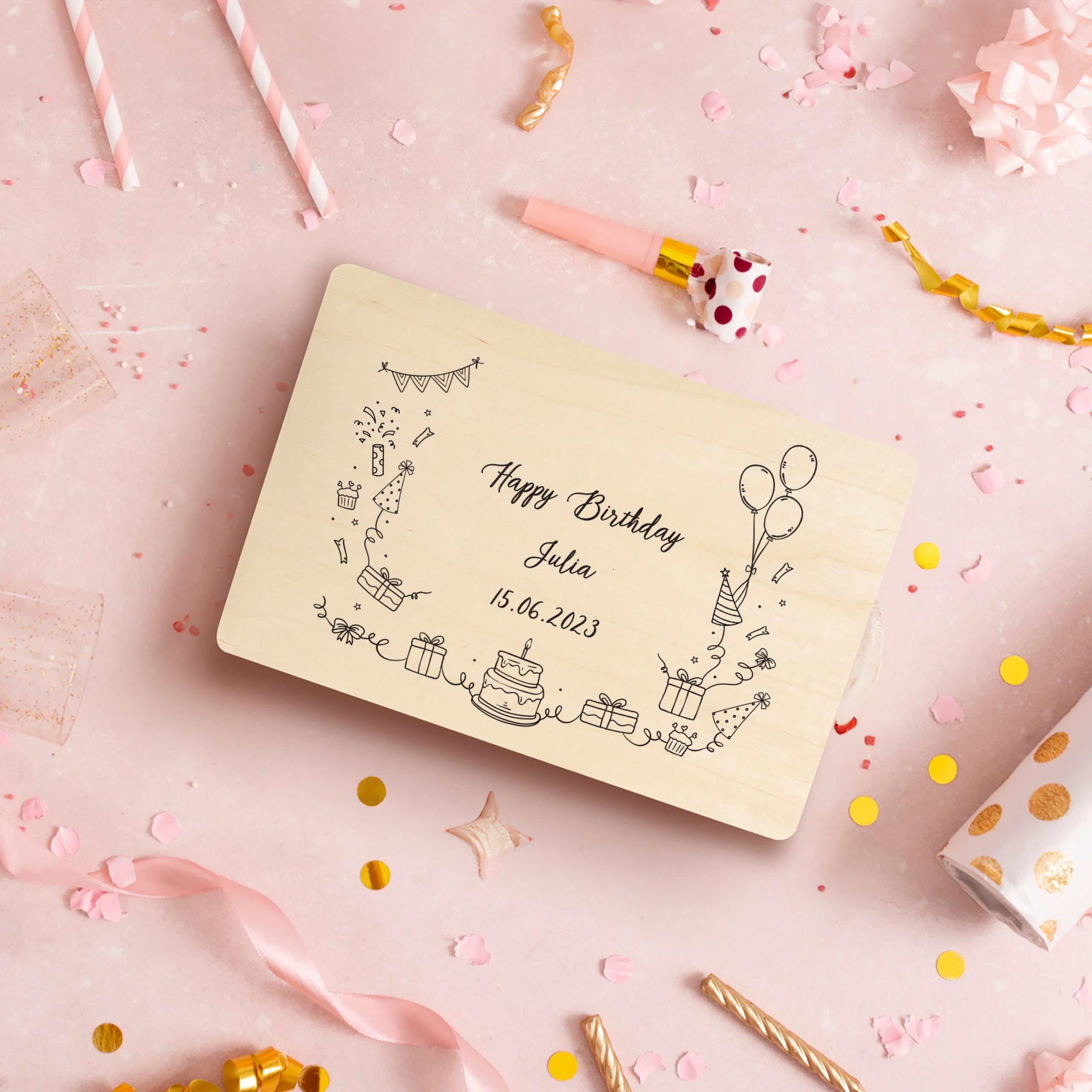 Creative Deco Personalised Birthday Gift | Gifts for Women, Men, Girls or Boys | Unique Wish Text Custom Gift Box | Customised Wooden Storage Box with Hinged Lid | Perfect as a Keepsake or Decoration - Image 2