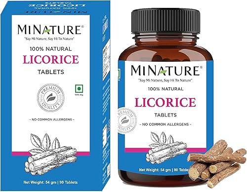 Tabletas de regaliz por mi Nature 90 Tabletas 1000 mg Suministro de 45 Días Suplementos veganos 100 Natural Regaliz Liquorice de India