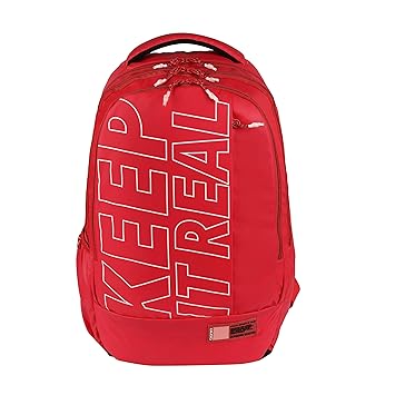 Gear Keep It Real 40L Water Resistant School Bag/Casual 5 Compartment Backpack/Daypack/Travel Backpack/Kids Bag/College Bag for Boys/Girls/Men/Women (Red-White)