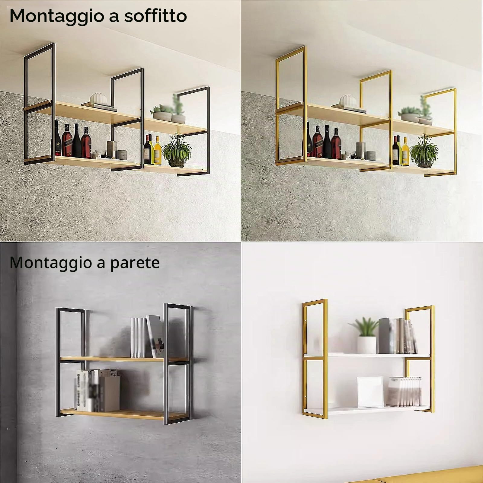 Staffa per mensola galleggiante per carichi pesanti 30 cm x 80 cm (senza tavola), staffa per mensola per montaggio a parete a 2 strati per montaggio a soffitto, staffe di supporto per mensola sospesa